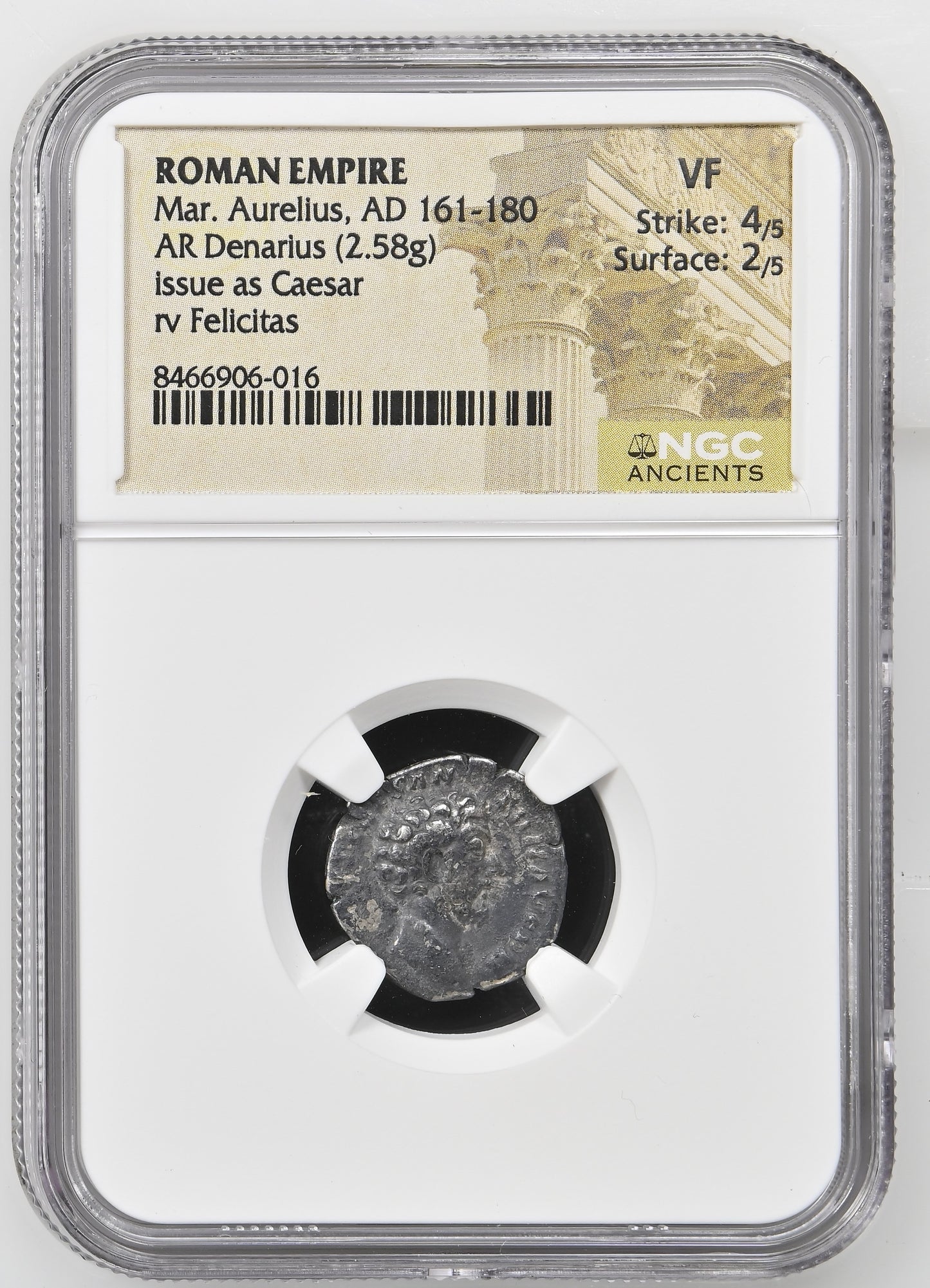Roman Empire - Marcus Aurelius - Silver Denarius - NGC VF - RIC:429a