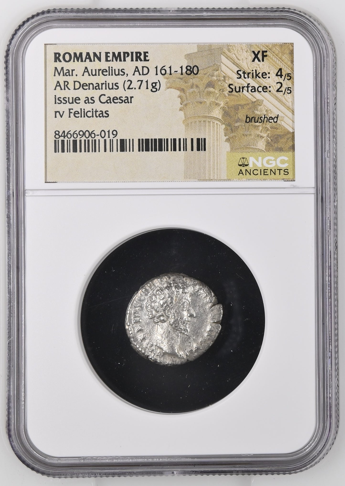Roman Empire - Marcus Aurelius - Silver Denarius - NGC XF - RIC:475