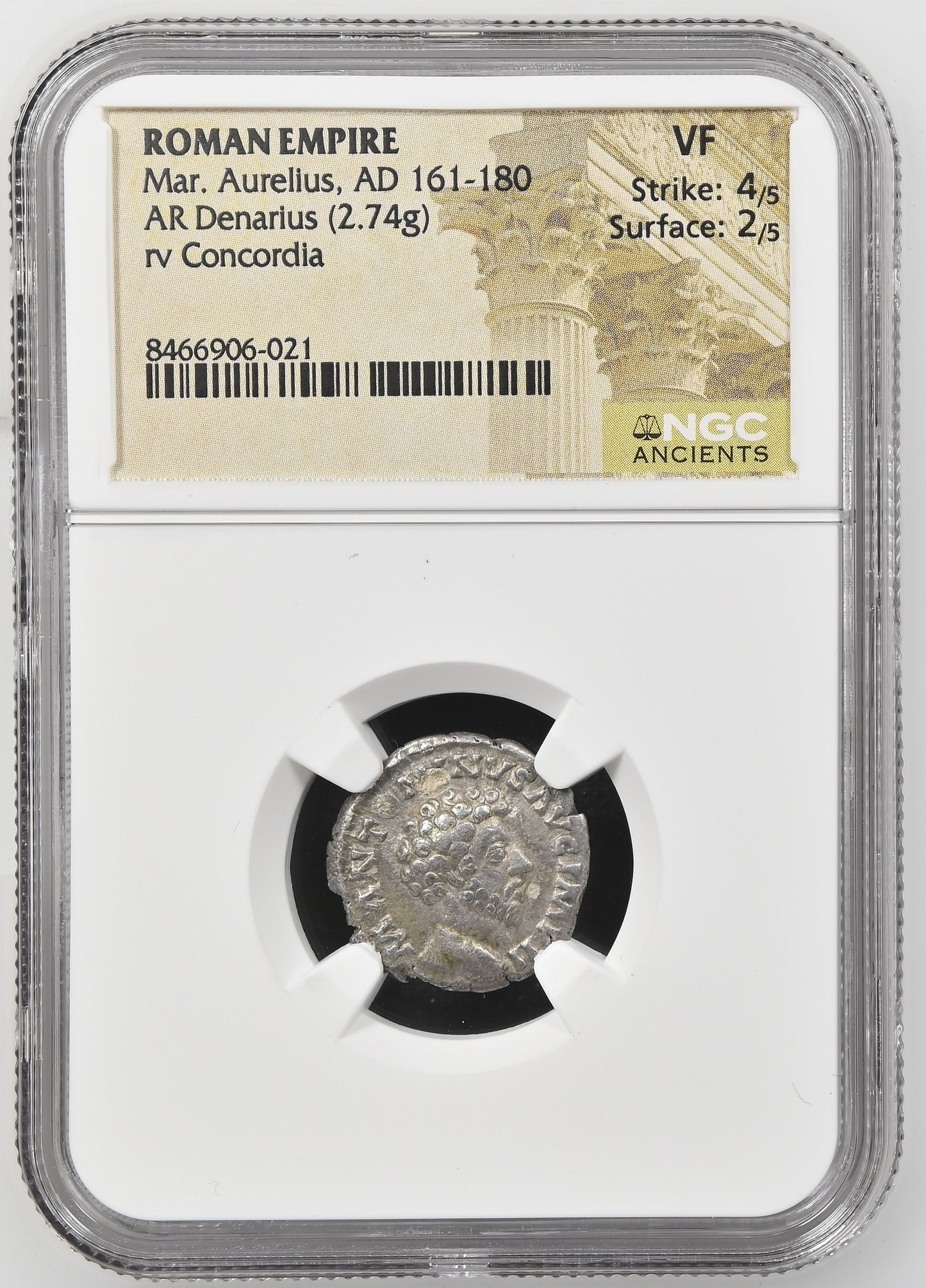 Roman Empire - Marcus Aurelius - Silver Denarius - NGC VF - RIC:473