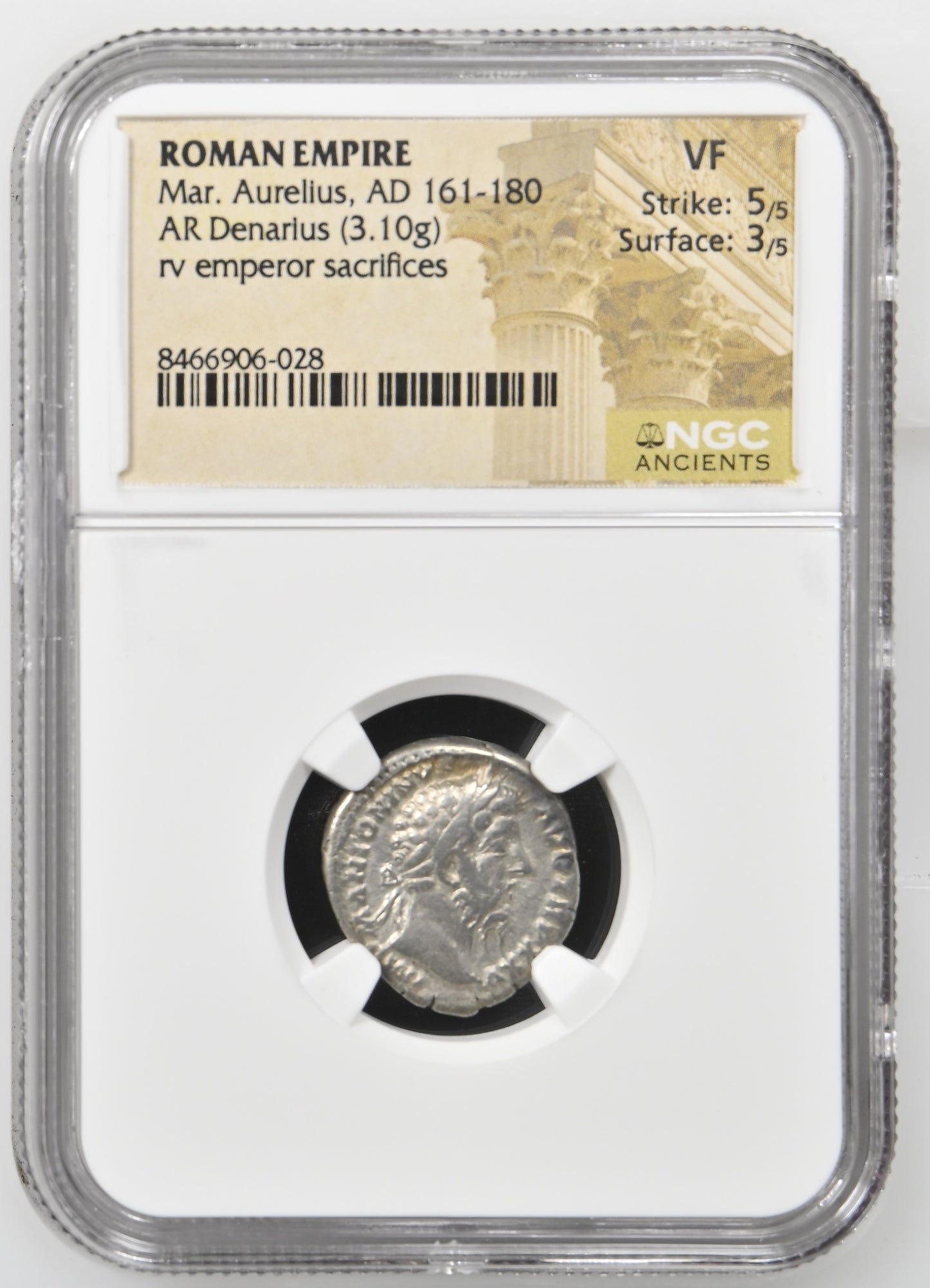 Roman Empire - Marcus Aurelius - Silver Denarius - NGC VF - RIC:251