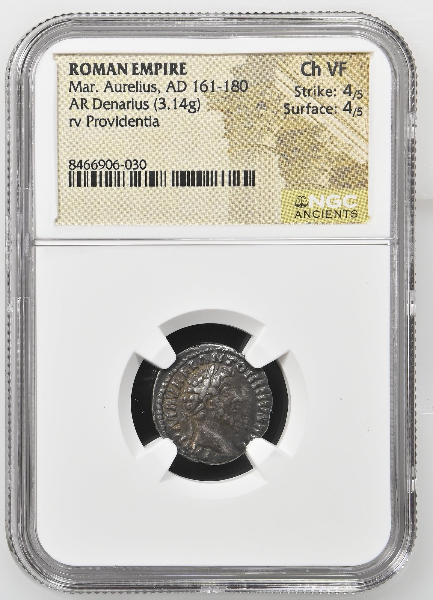 Roman Empire - Marcus Aurelius - Silver Denarius - NGC Ch VF - RIC:50