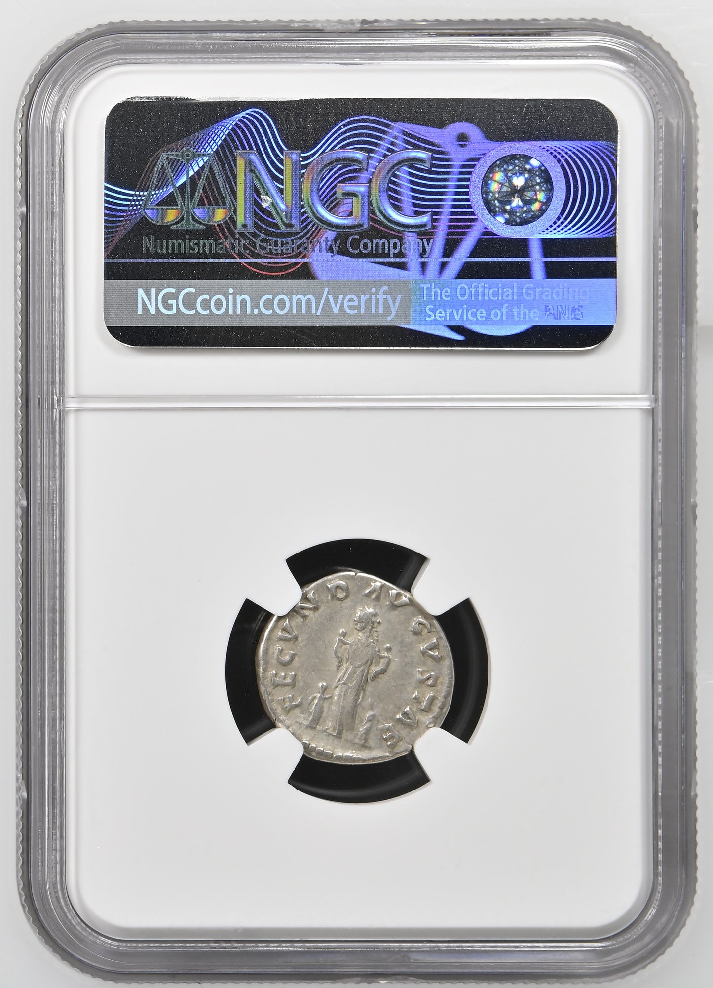 Roman Empire - Faustina II - Silver Denarius - NGC Ch F - RIC:677