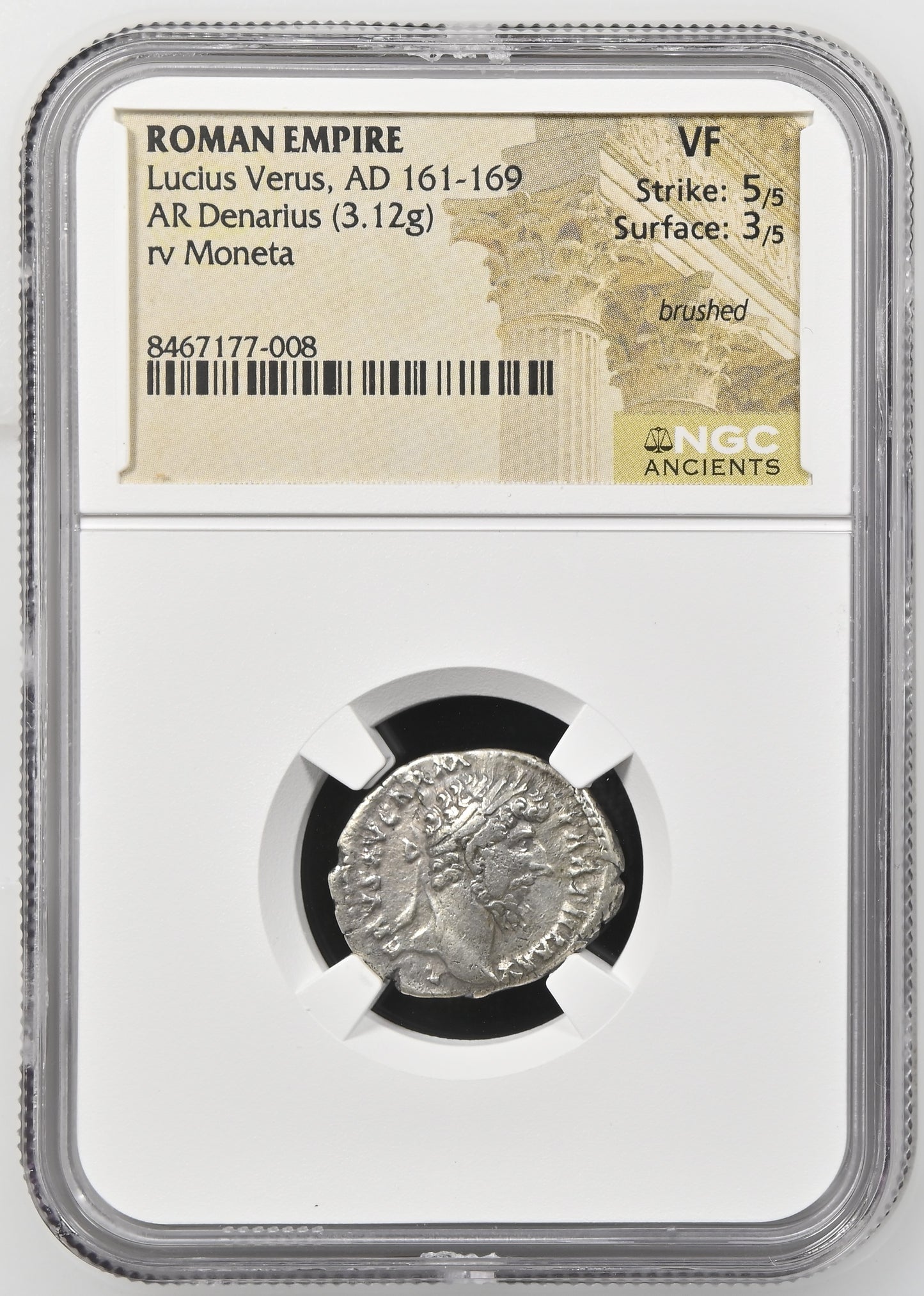 Roman Empire - Lucius Verus - Silver Denarius - NGC VF - RIC:578