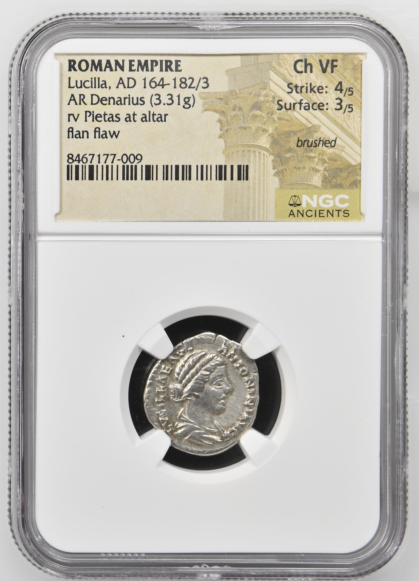 Roman Empire - Lucilla - Silver Denarius - NGC Ch VF - RIC:775