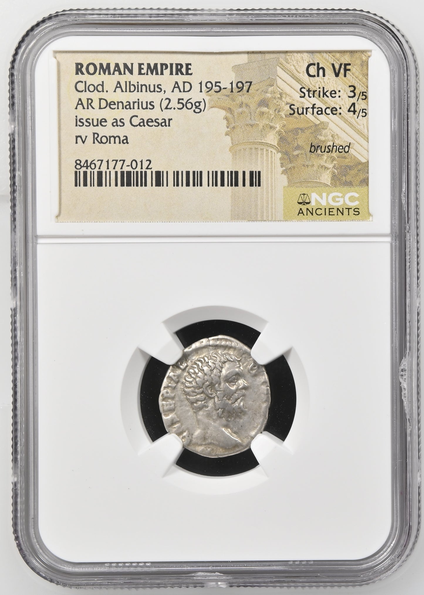 Roman Empire - Clodius Albinus - Silver Denarius - NGC Ch VF - RIC:11a