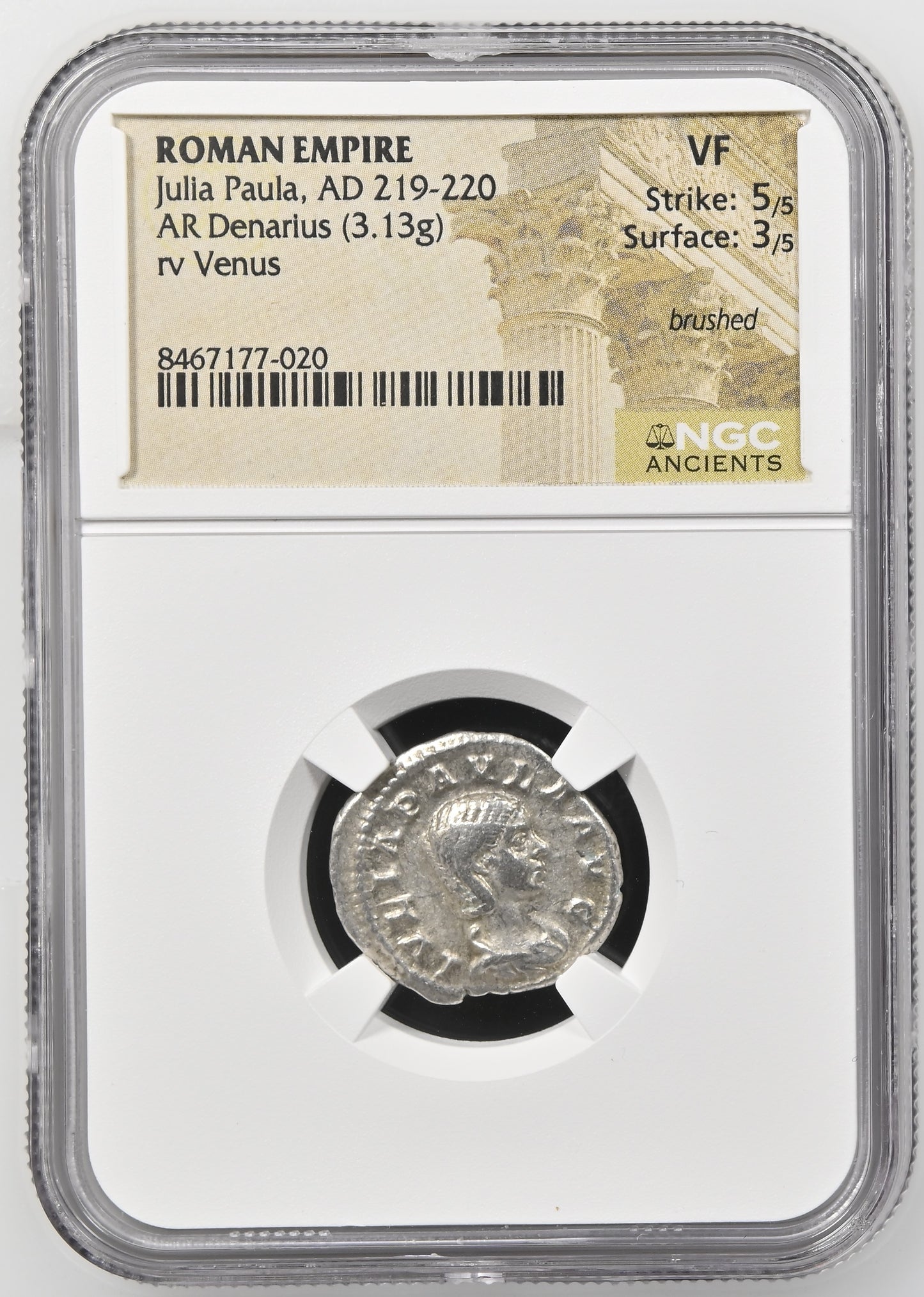 Roman Empire - Julia Paula - Silver Denarius - NGC VF - RIC:211