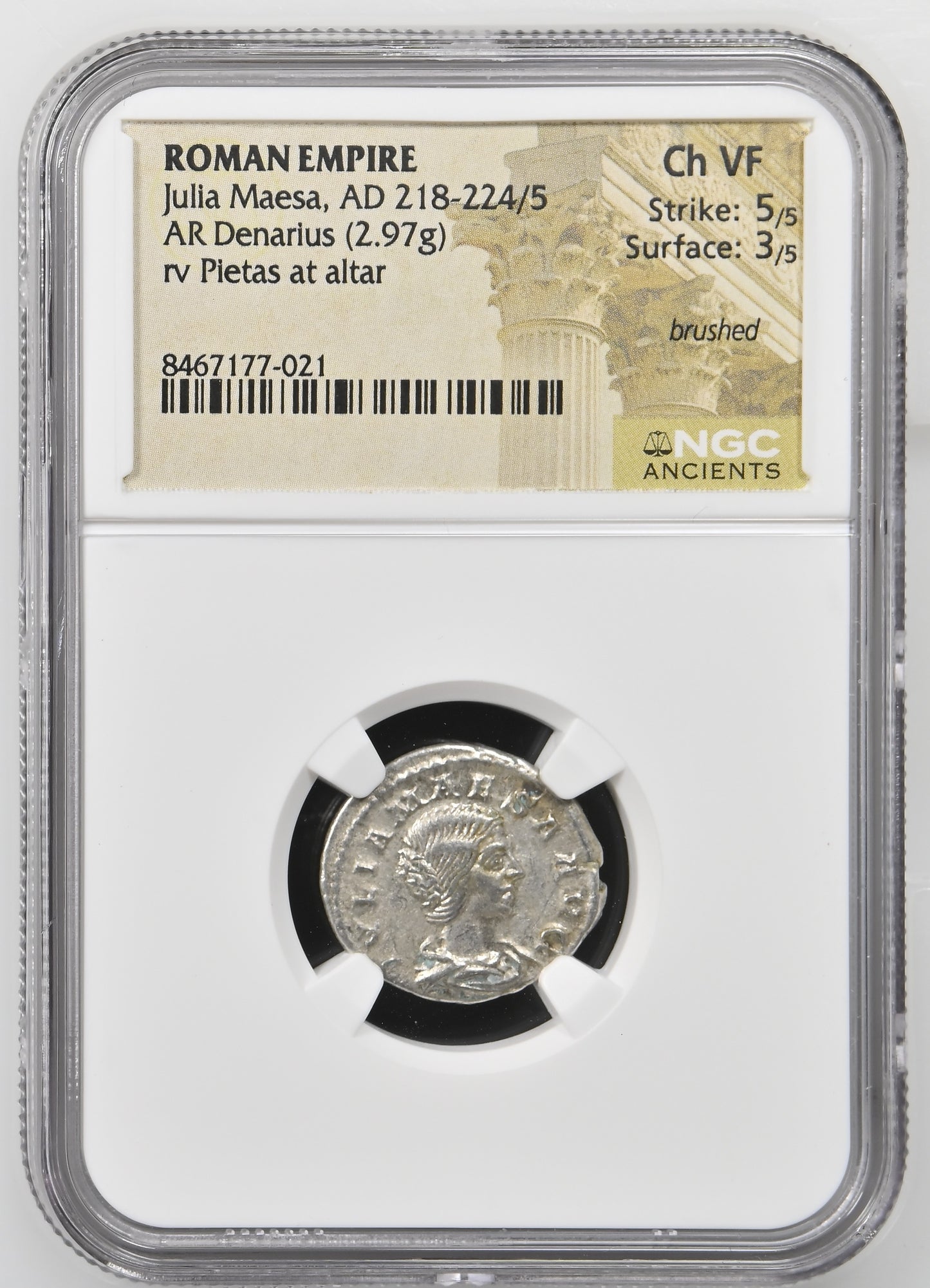 Roman Empire - Julia Maesa - Silver Denarius - NGC Ch VF - RIC:263