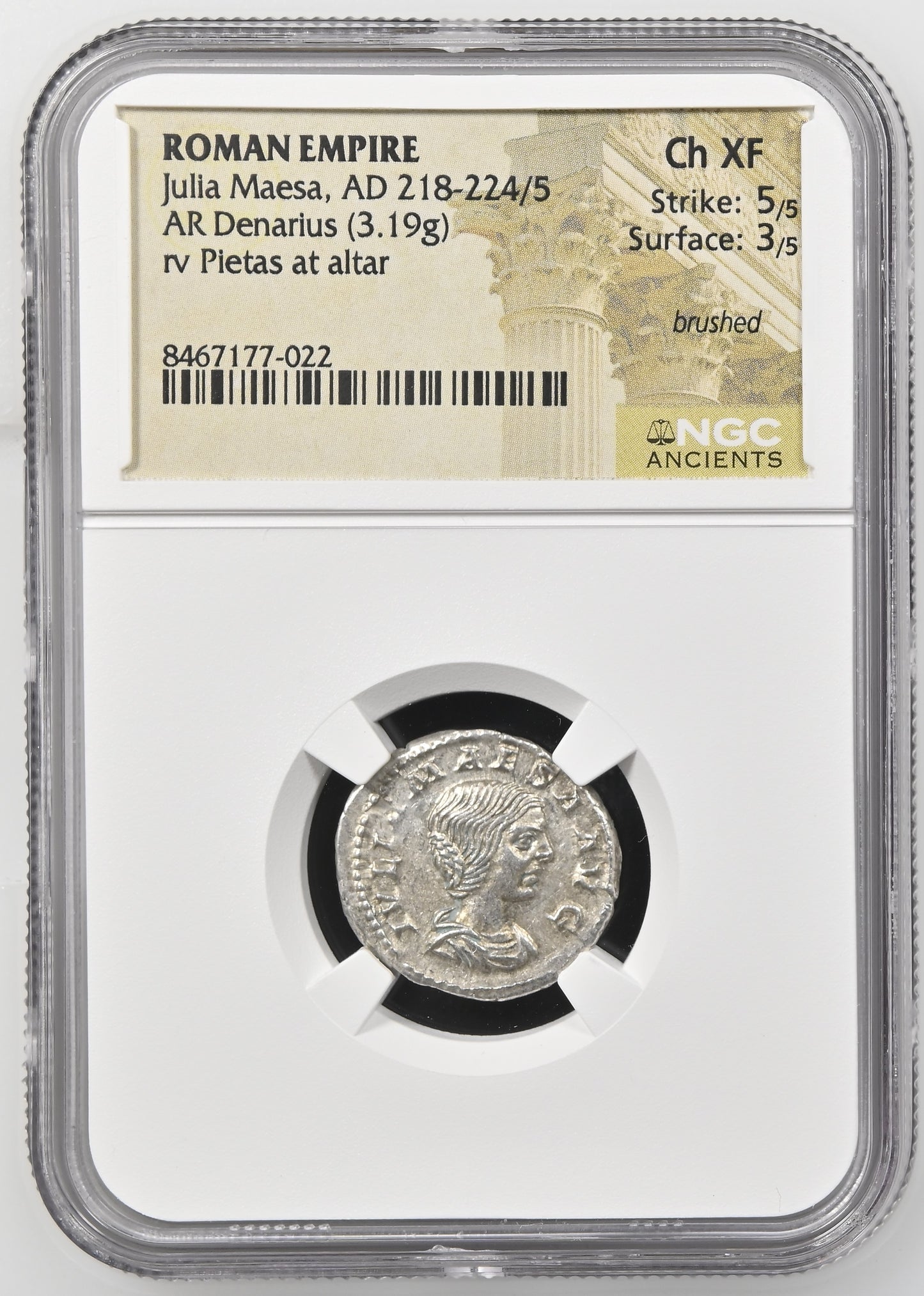 Roman Empire - Julia Maesa - Silver Denarius - NGC Ch XF - RIC:263
