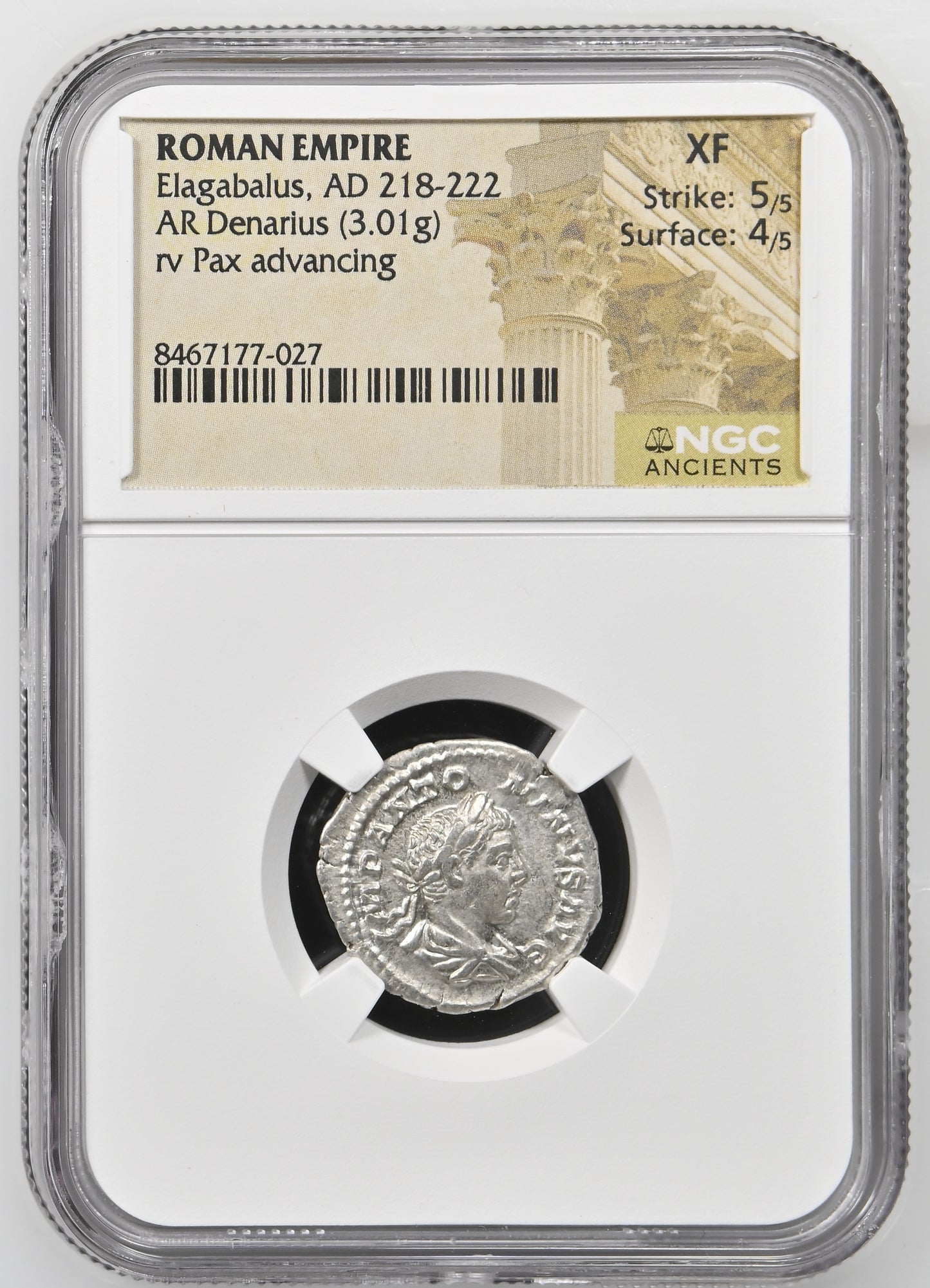 Roman Empire - Elagabalus - Silver Denarius - NGC XF - RIC:21