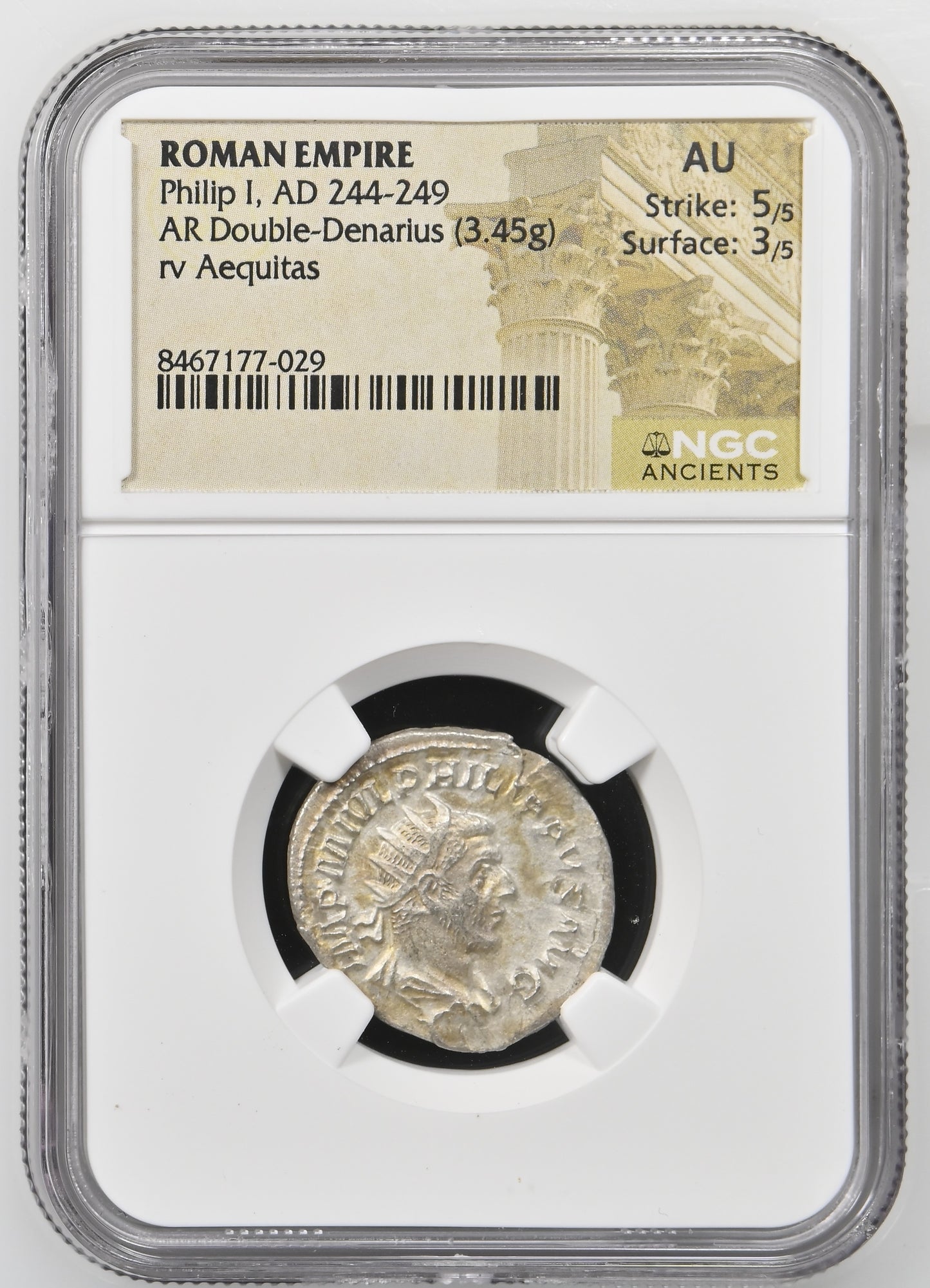 Roman Empire - Philip I - Silver Double-Denarius - NGC AU - RIC:27b