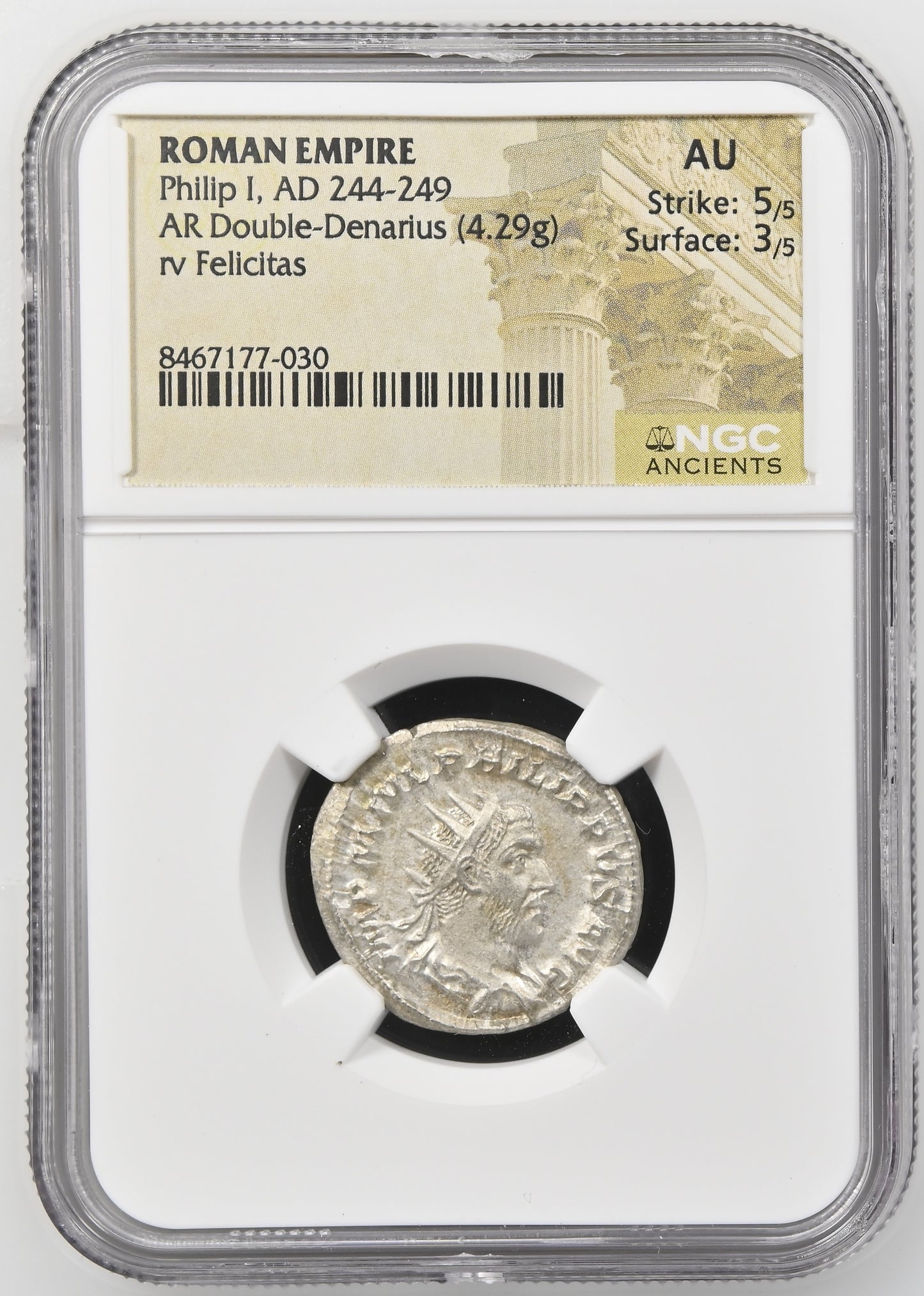 Roman Empire - Philip I - Silver Double-Denarius - NGC AU - RIC:3