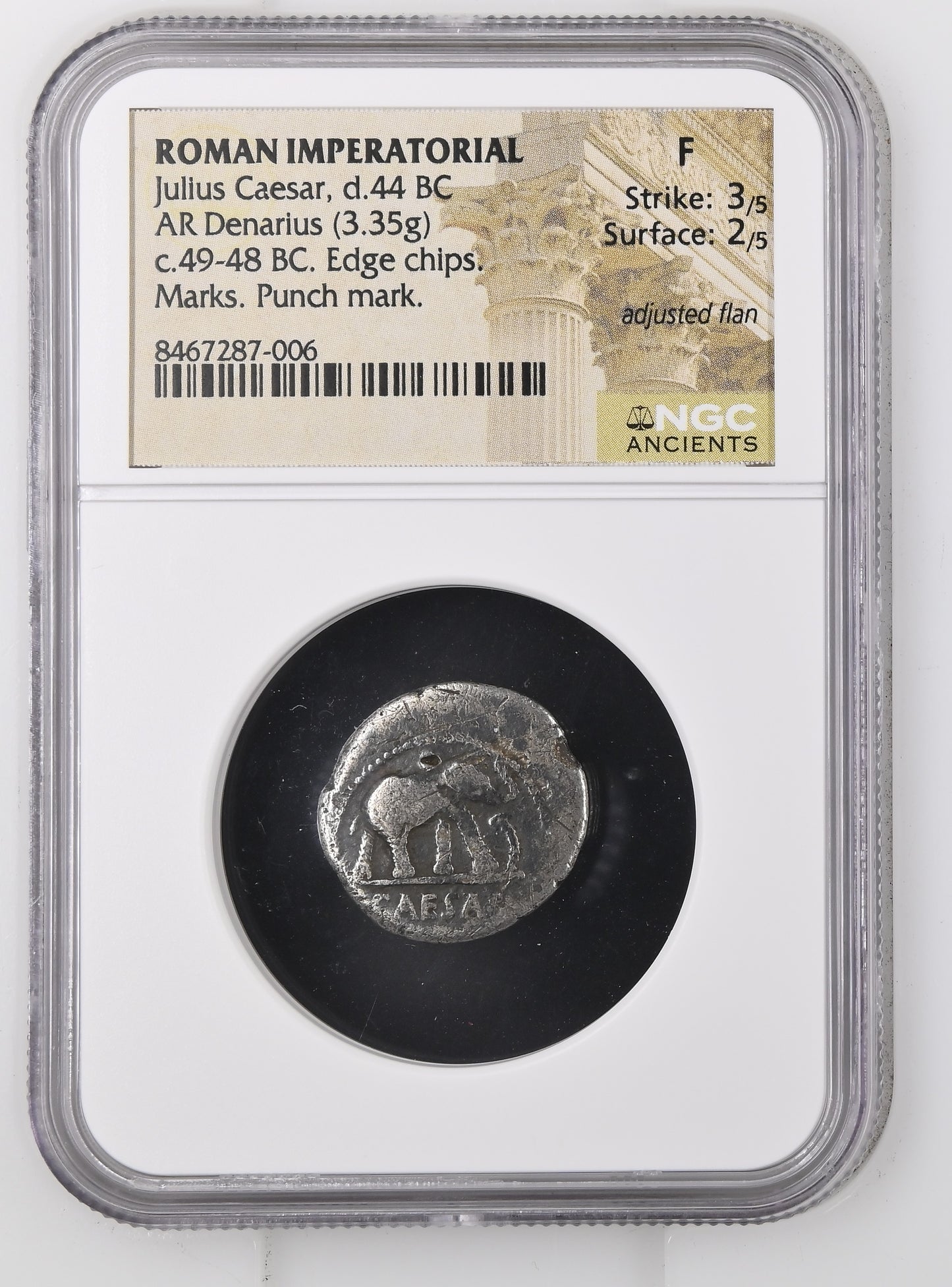 Roman Imperatorial - Julius Caesar - Silver Denarius - NGC F - Crawf. 443/1