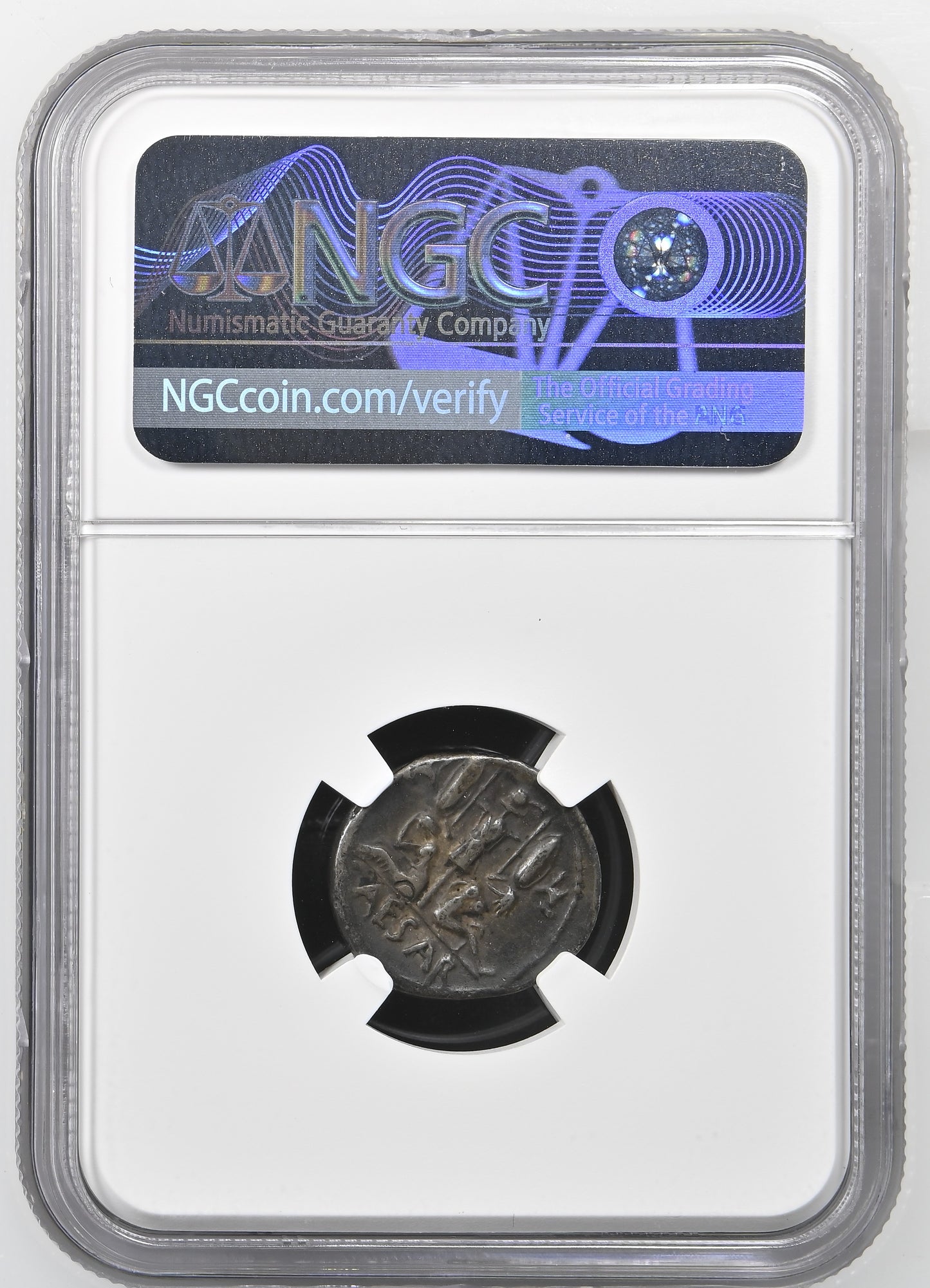 Roman Imperatorial - Julius Caesar - Silver Denarius - NGC Ch VF - Crawf. 468/1