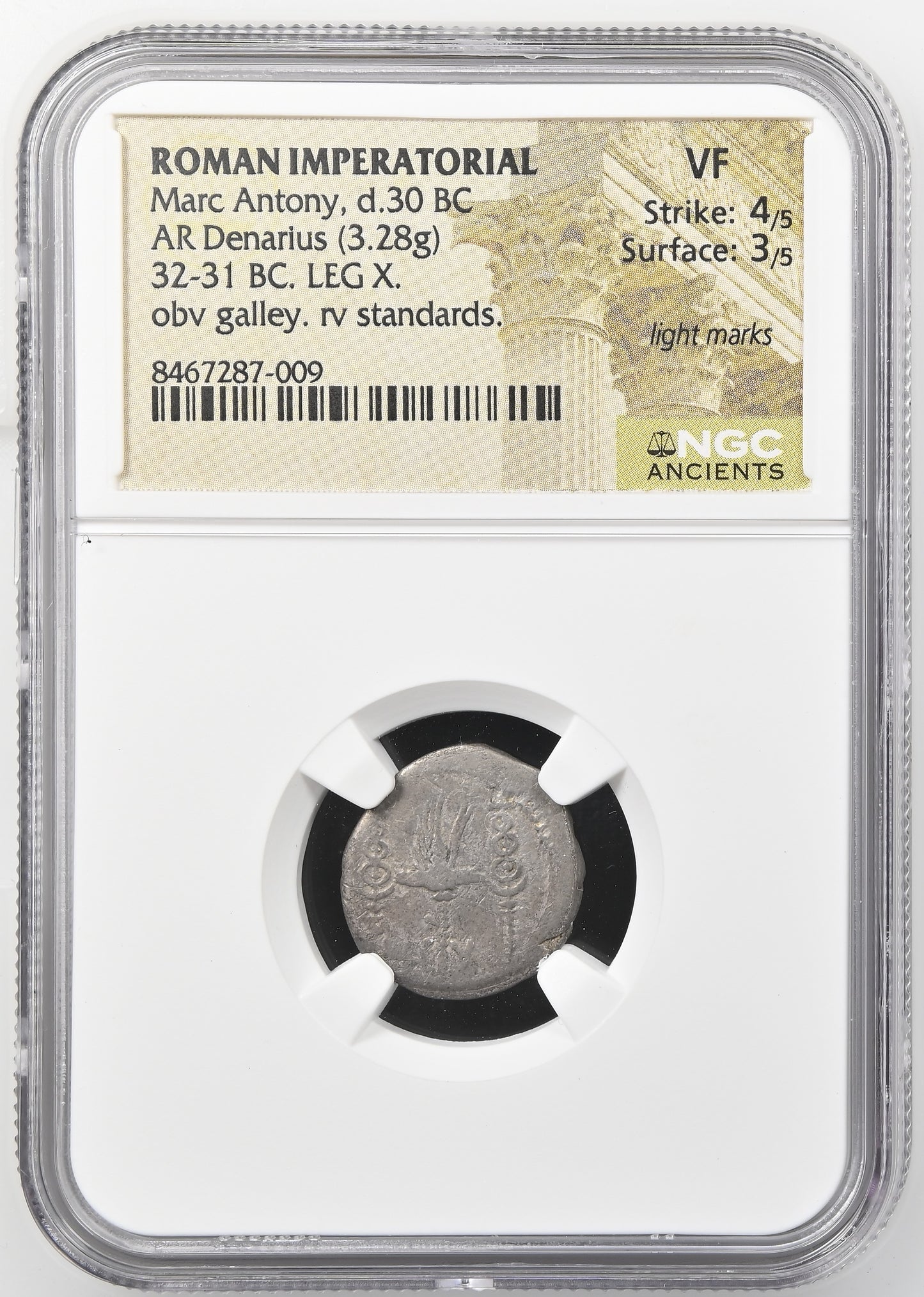 Roman Imperatorial - Marc Antony - Silver Denarius - NGC VF - Crawf. 544/24