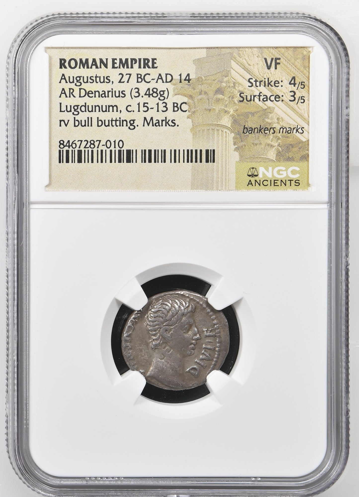 Roman Empire - Augustus - Silver Denarius - NGC VF - RIC:167a