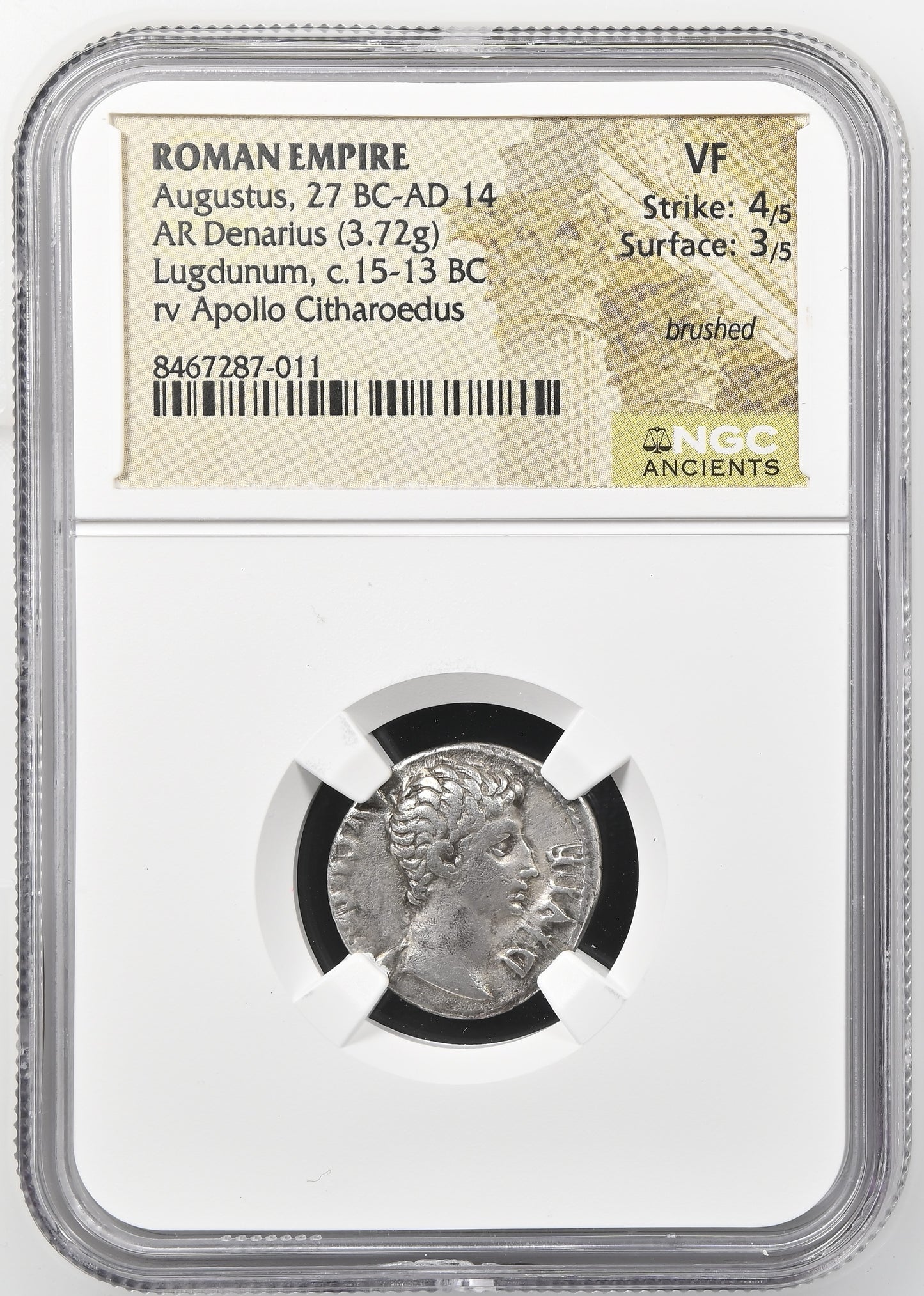 Roman Empire - Augustus - Silver Denarius - NGC VF - RIC:171a