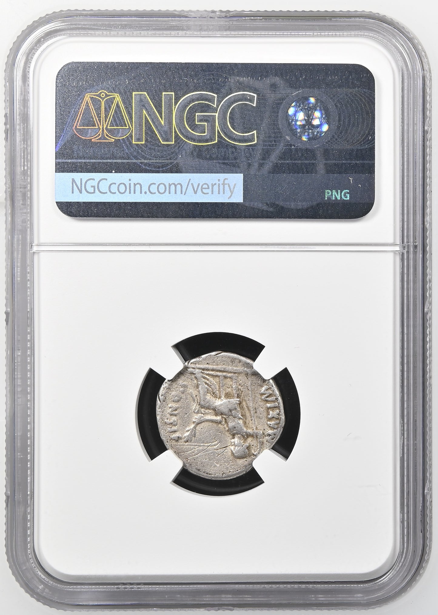 Roman Empire - Tiberius - Silver Denarius - NGC Ch F - RIC:26