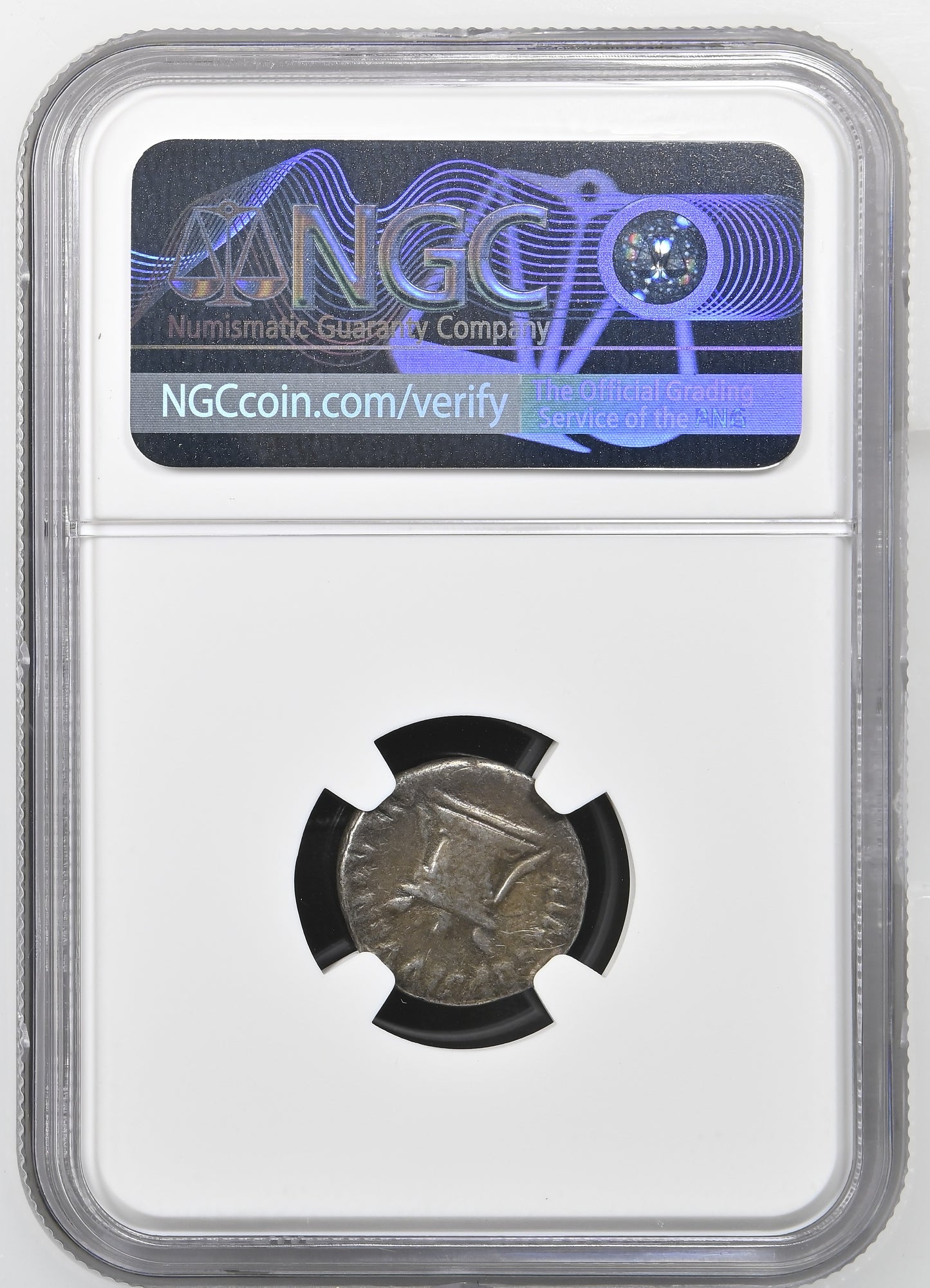 Roman Empire - Domitian - Silver Denarius - NGC F - RIC:266
