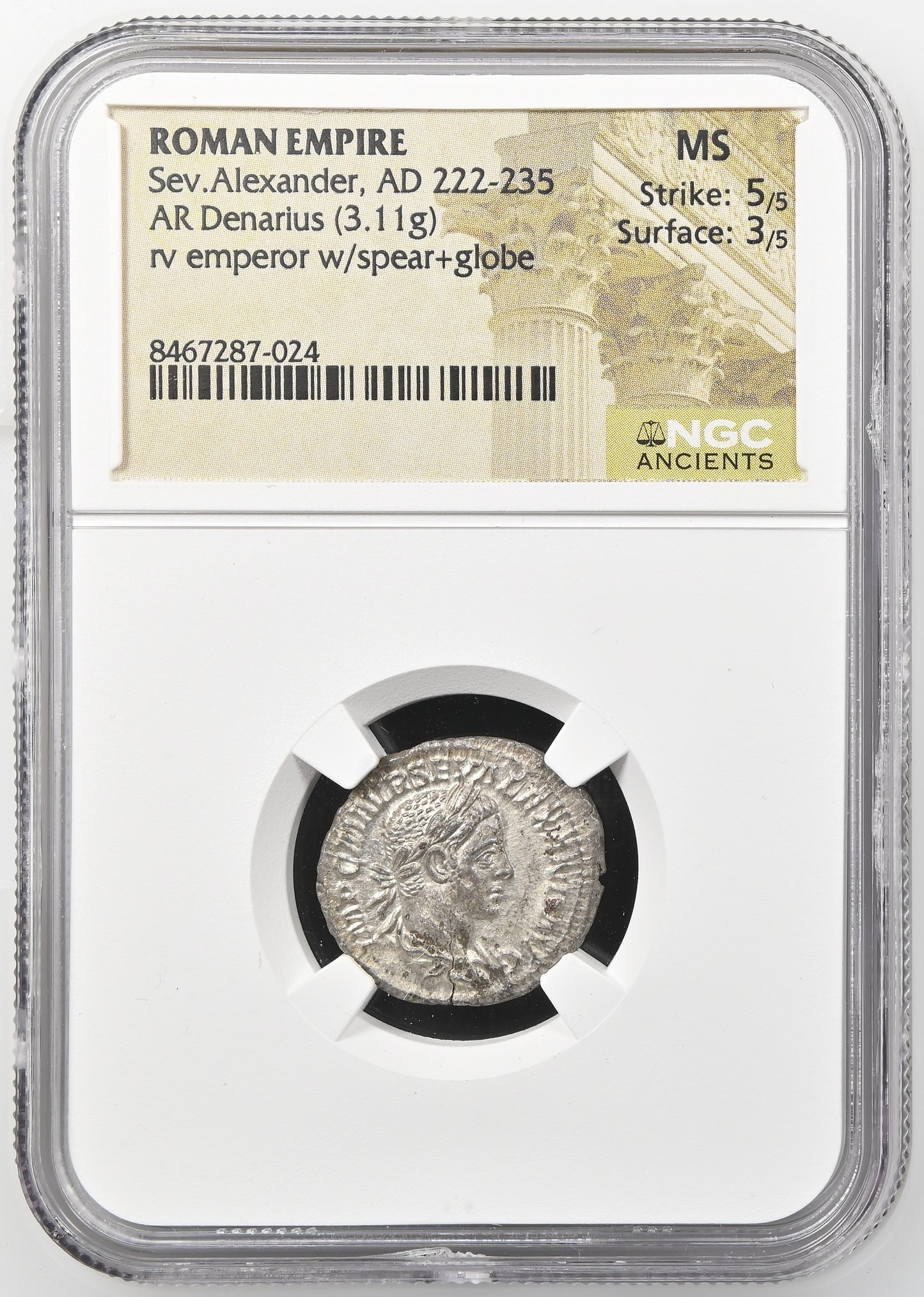 Roman Empire - Severus Alexander - Silver Denarius - NGC MS - RIC:44