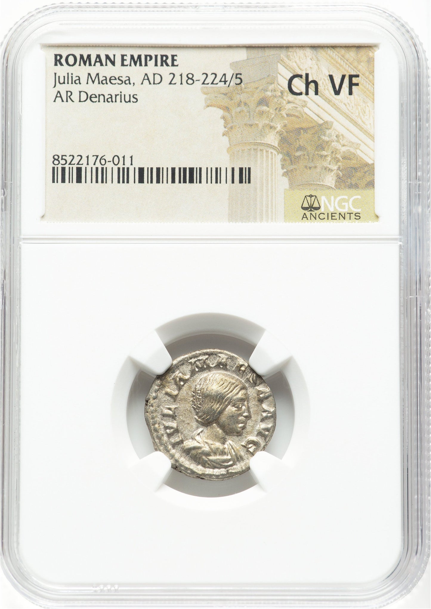 Roman Empire - Julia Maesa - Silver Denarius - NGC Ch VF