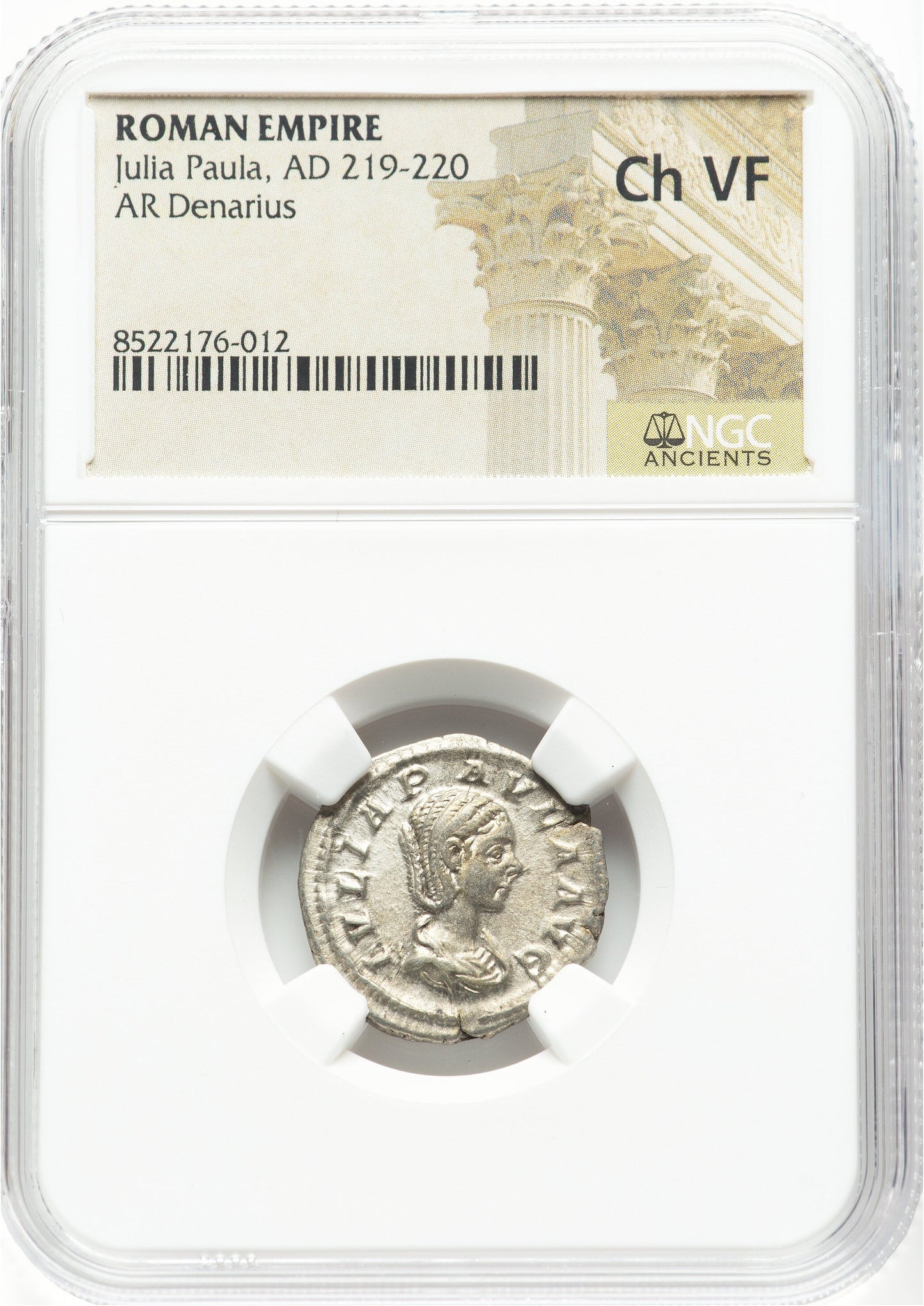 Roman Empire - Julia Paula - Silver Denarius - NGC Ch VF