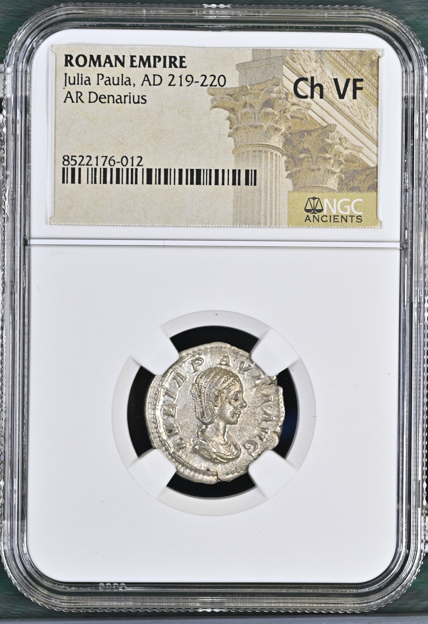 Roman Empire - Julia Paula - Silver Denarius - NGC Ch VF