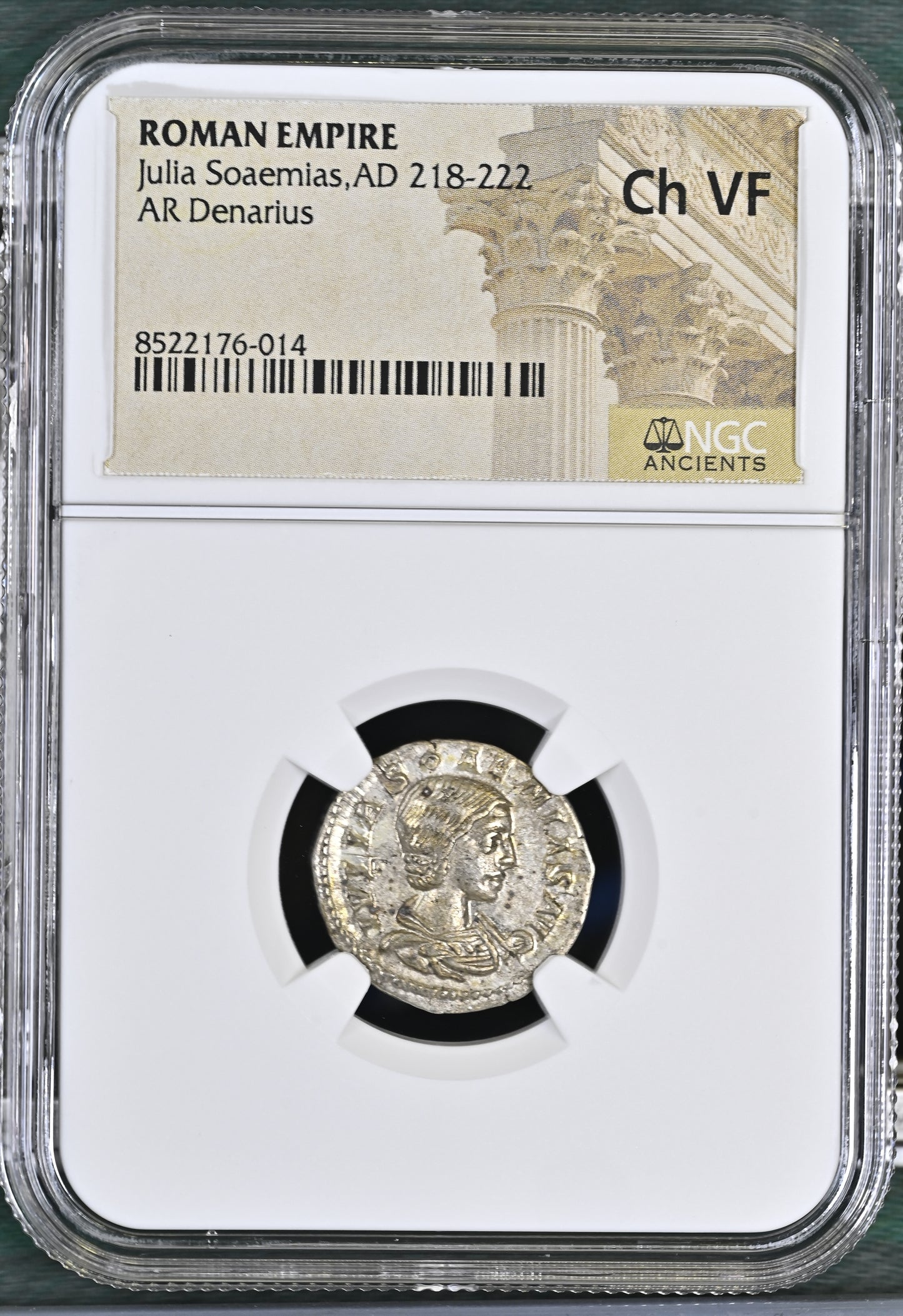 Roman Empire - Julia Soaemias - Silver Denarius - NGC Ch VF