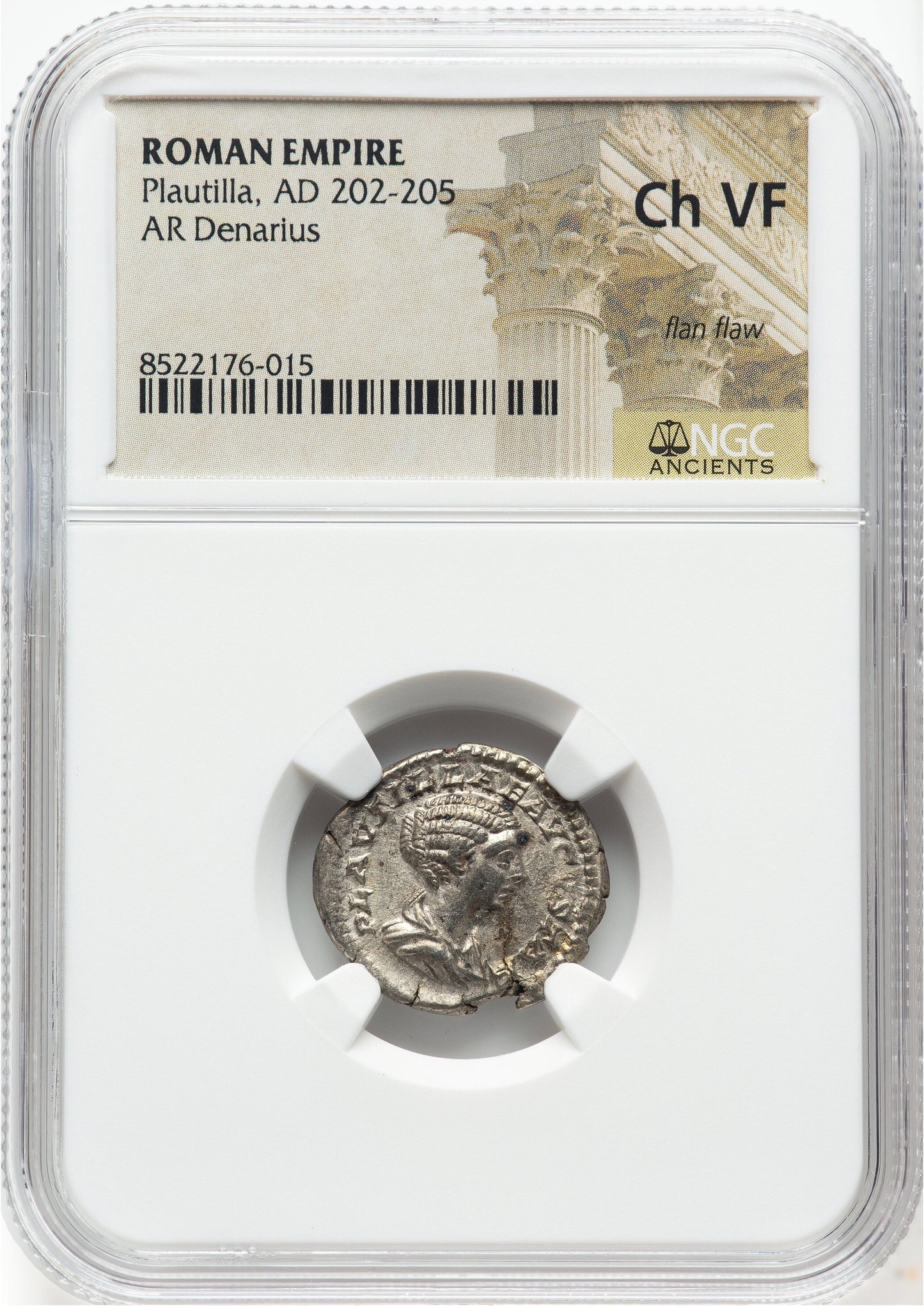 Roman Empire - Plautilla - Silver Denarius - NGC Ch VF