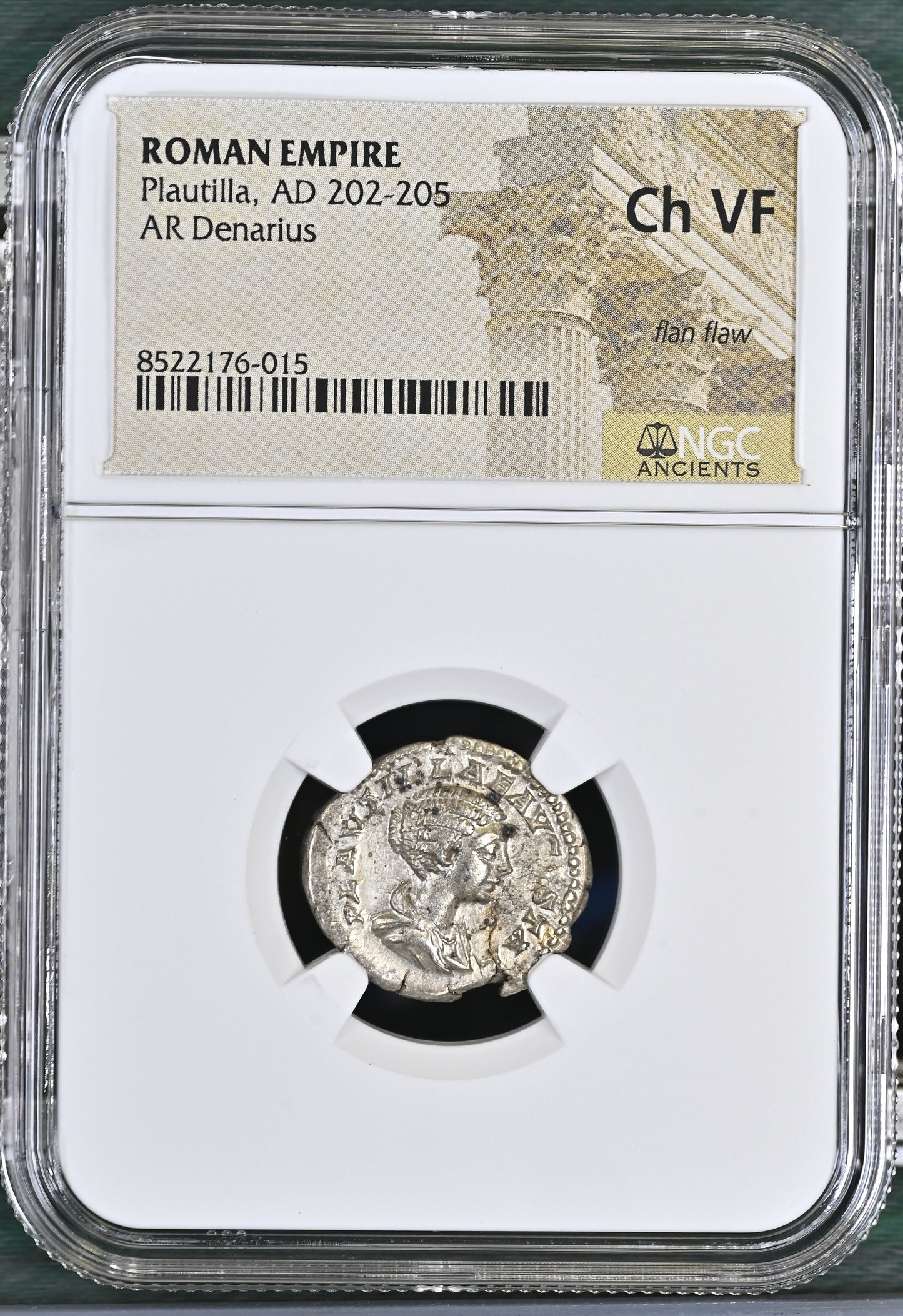 Roman Empire - Plautilla - Silver Denarius - NGC Ch VF
