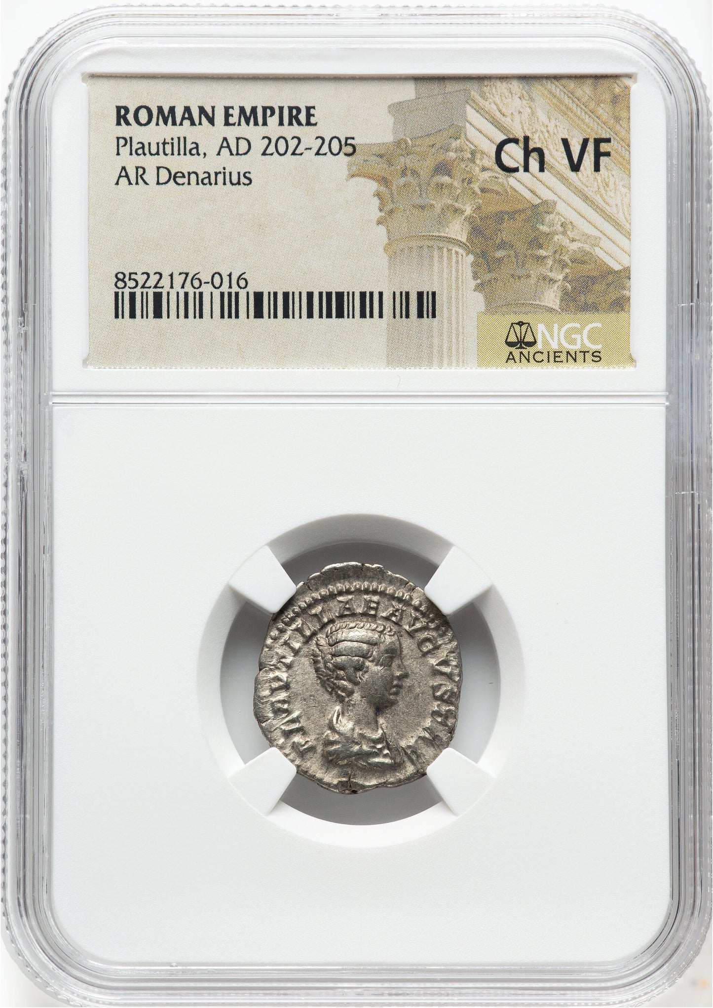 Roman Empire - Plautilla - Silver Denarius - NGCCh VF
