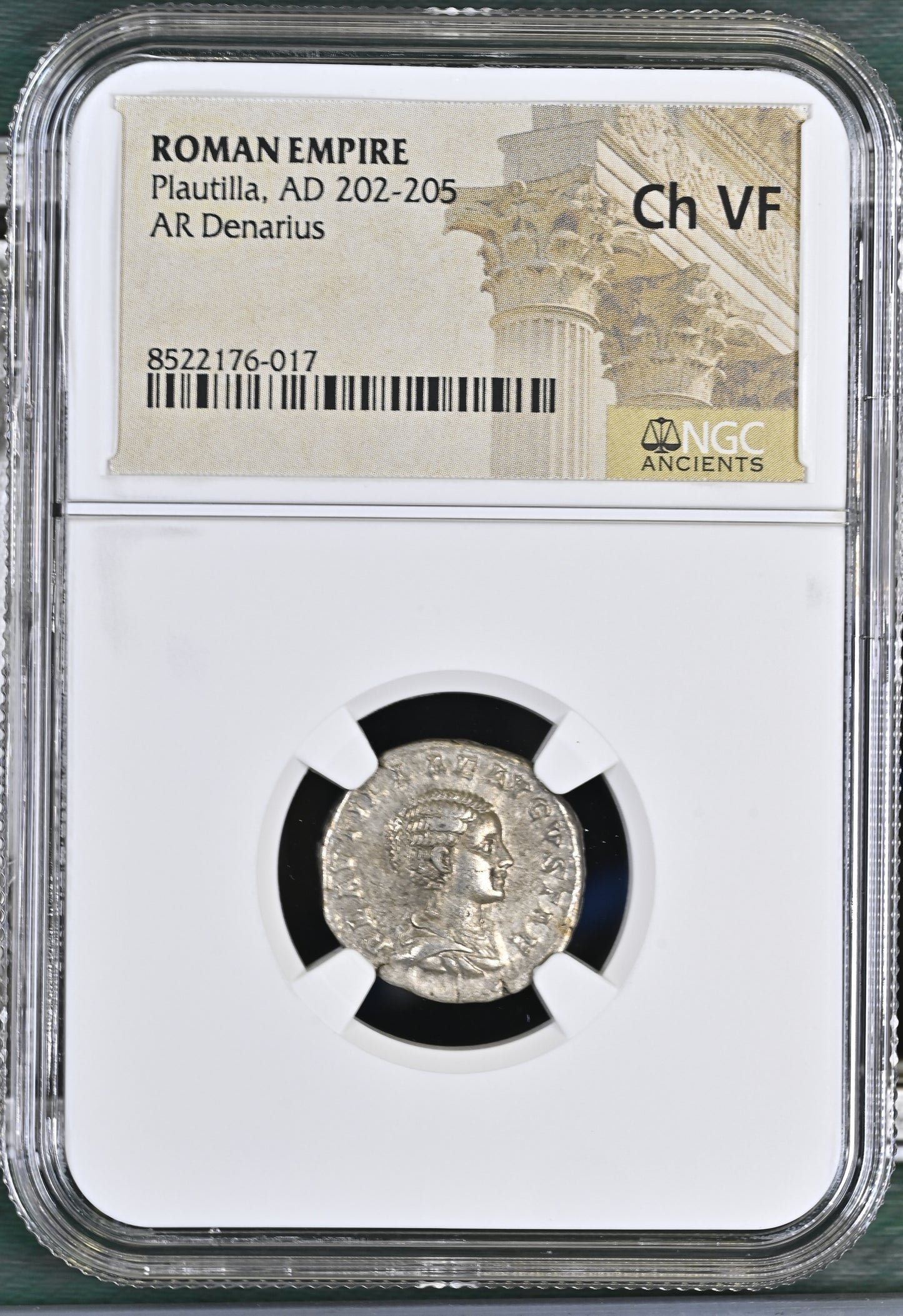 Roman Empire - Plautilla - Silver Denarius - NGC Ch VF
