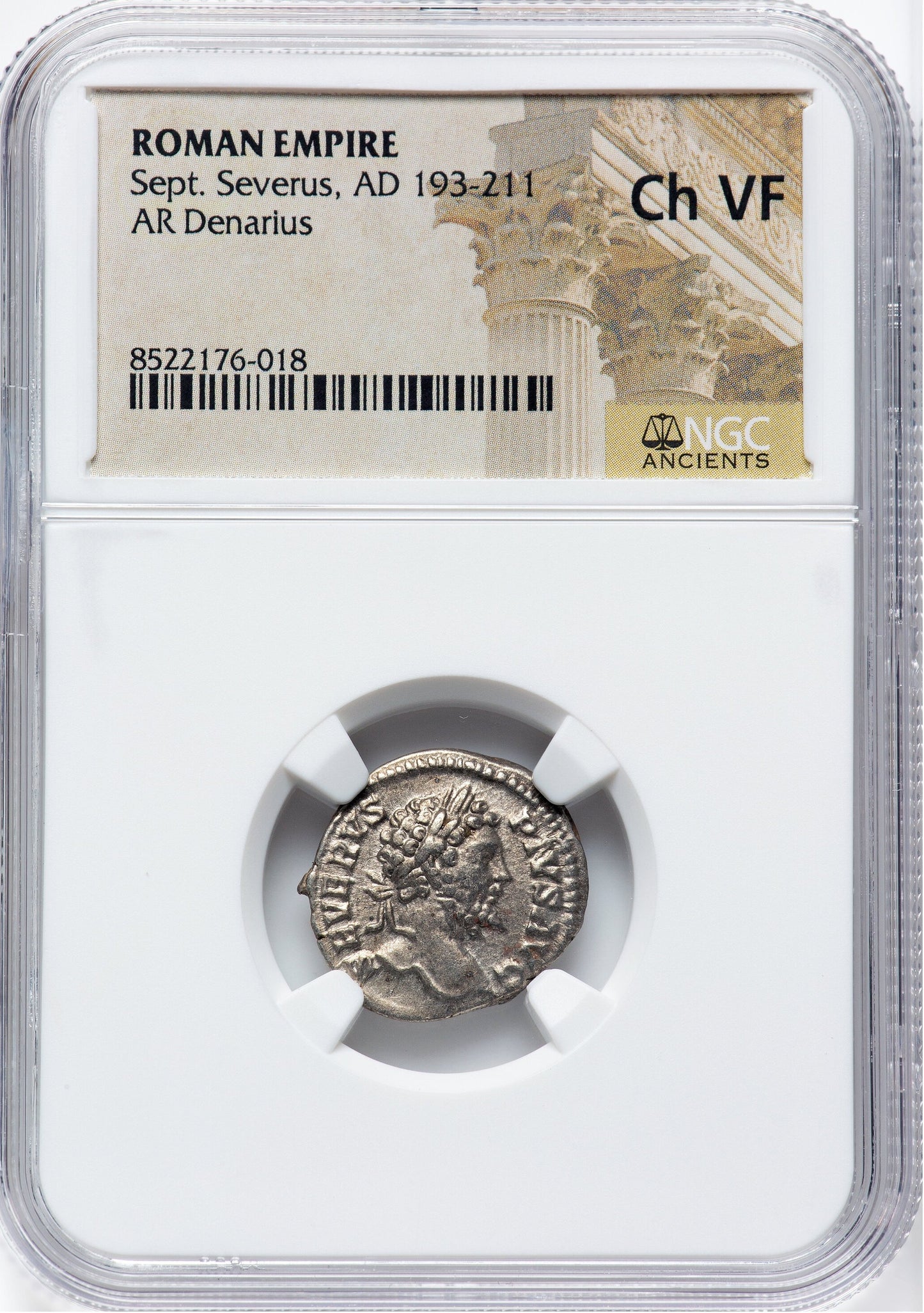 Roman Empire - Septimius Severus - Silver Denarius - NGC Ch VF