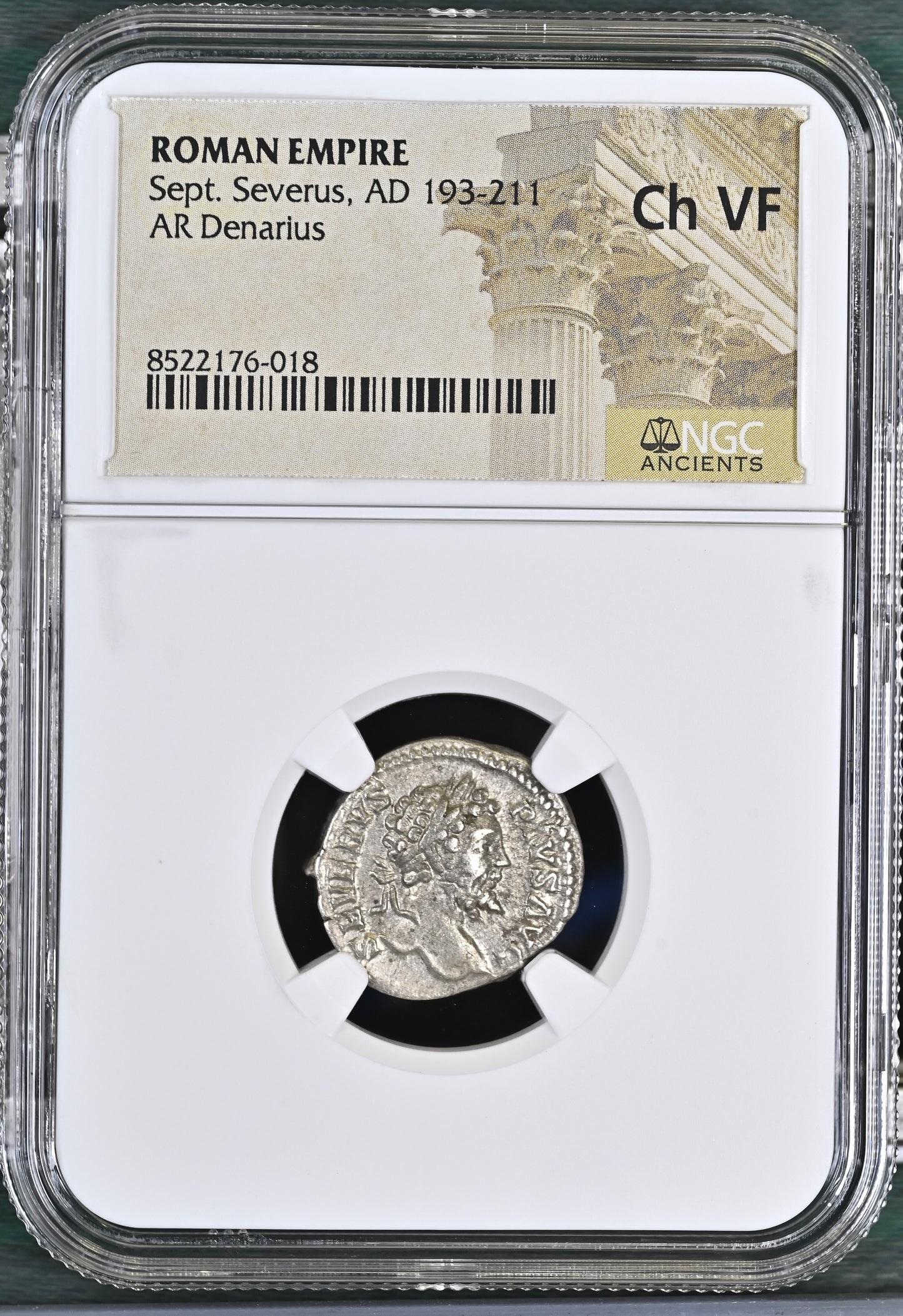 Roman Empire - Septimius Severus - Silver Denarius - NGC Ch VF