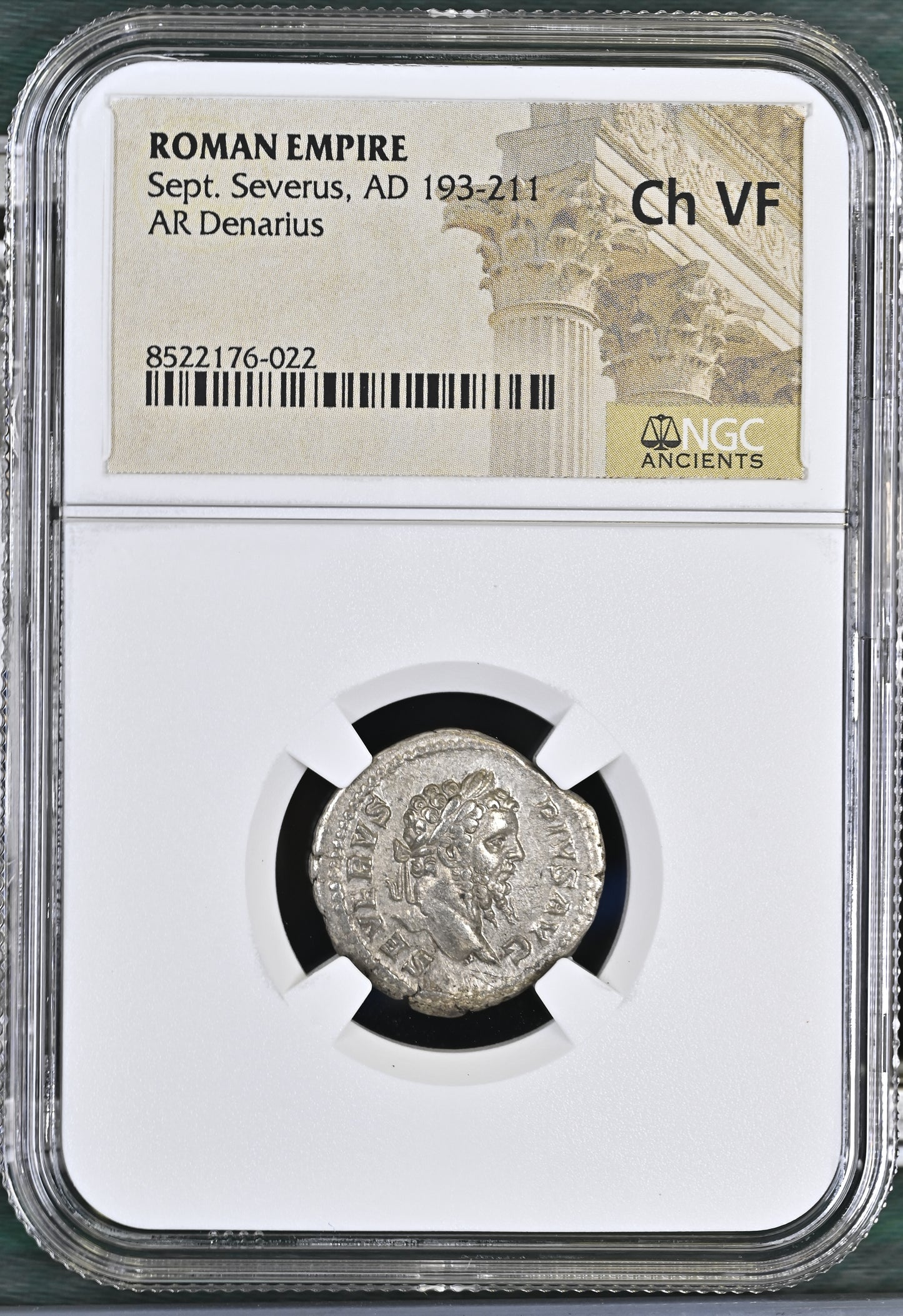 Roman Empire - Septimius Severus - Silver Denarius - NGC Ch VF