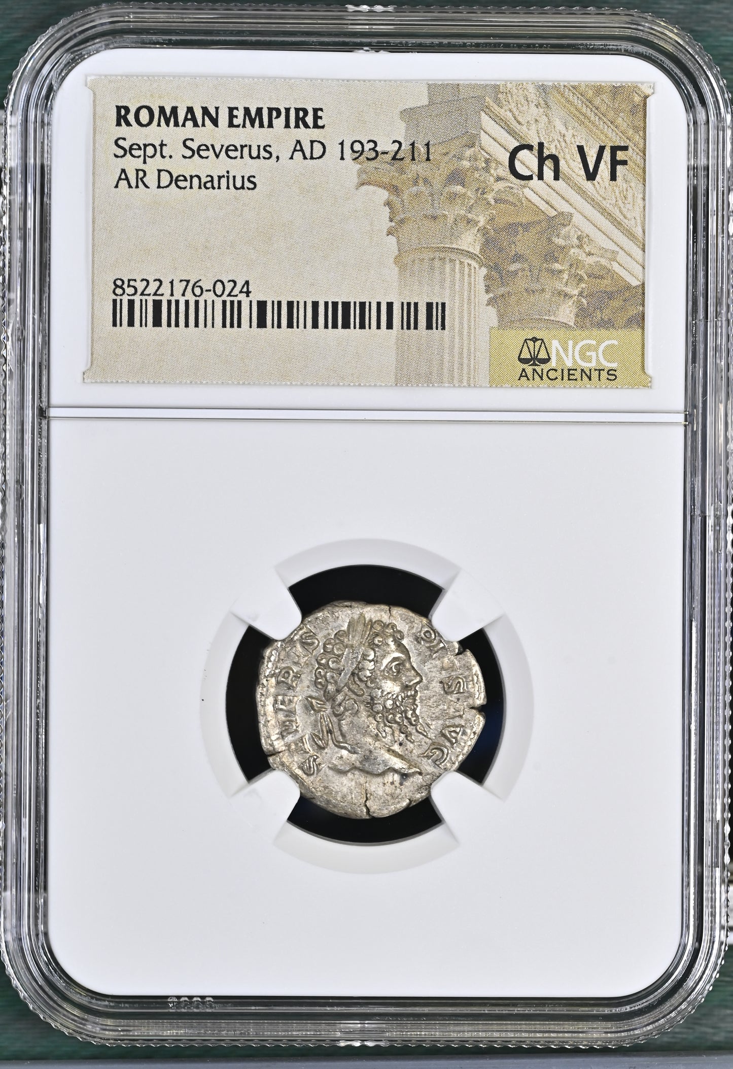 Roman Empire - Septimius Severus - Silver Denarius - NGC Ch VF