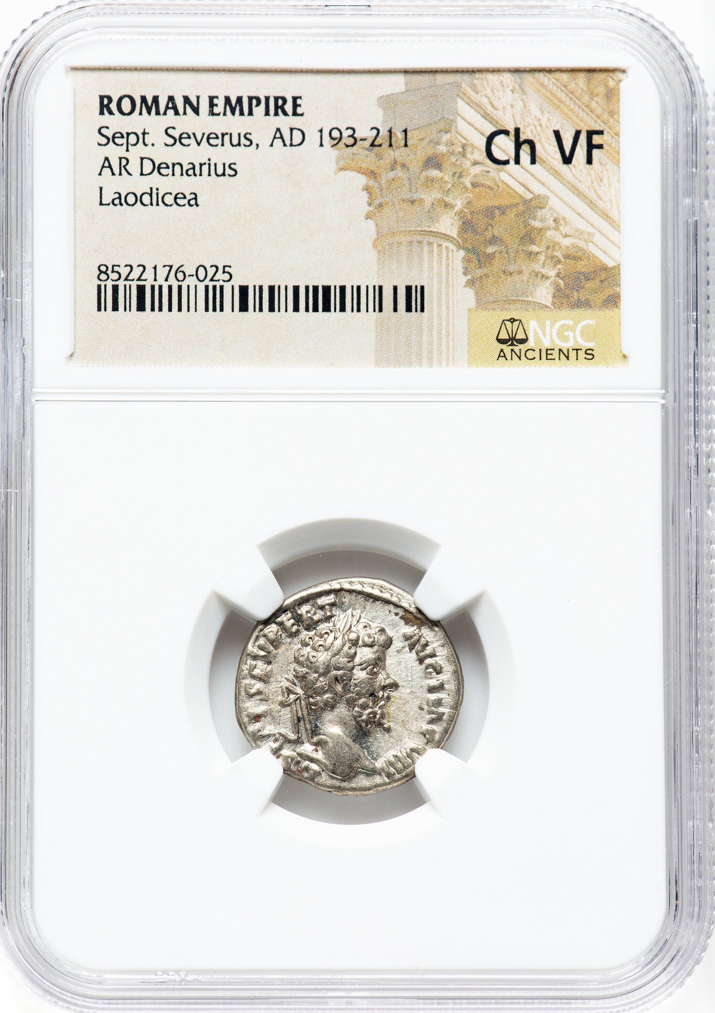 Roman Empire - Septimius Severus - Silver Denarius - NGC Ch VF
