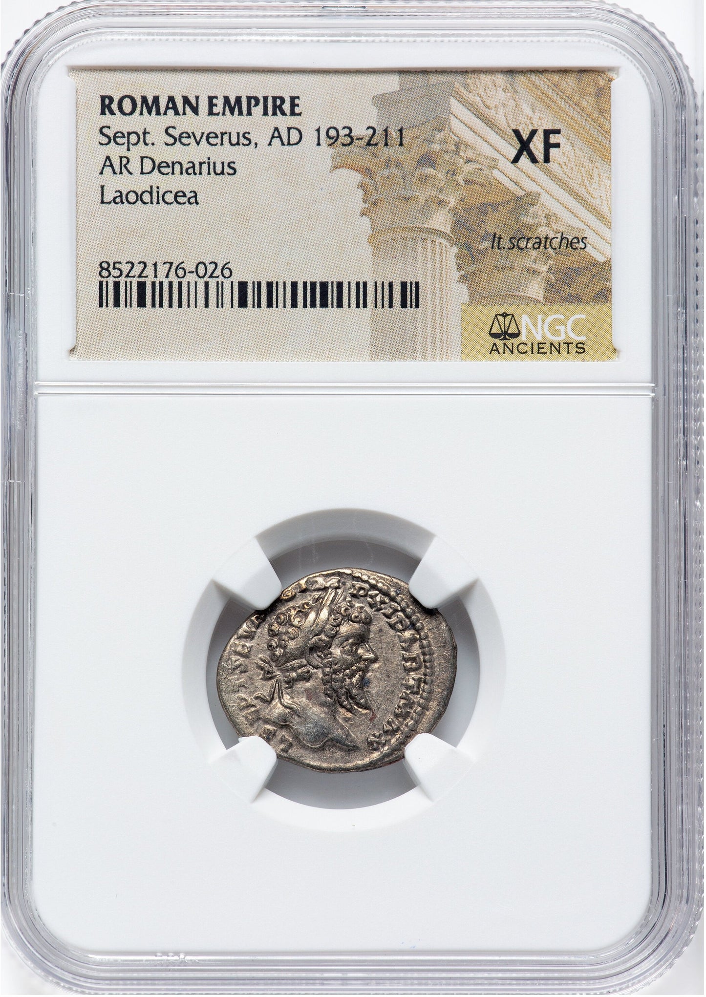 Roman Empire - Septimius Severus - Silver Denarius - NGC XF
