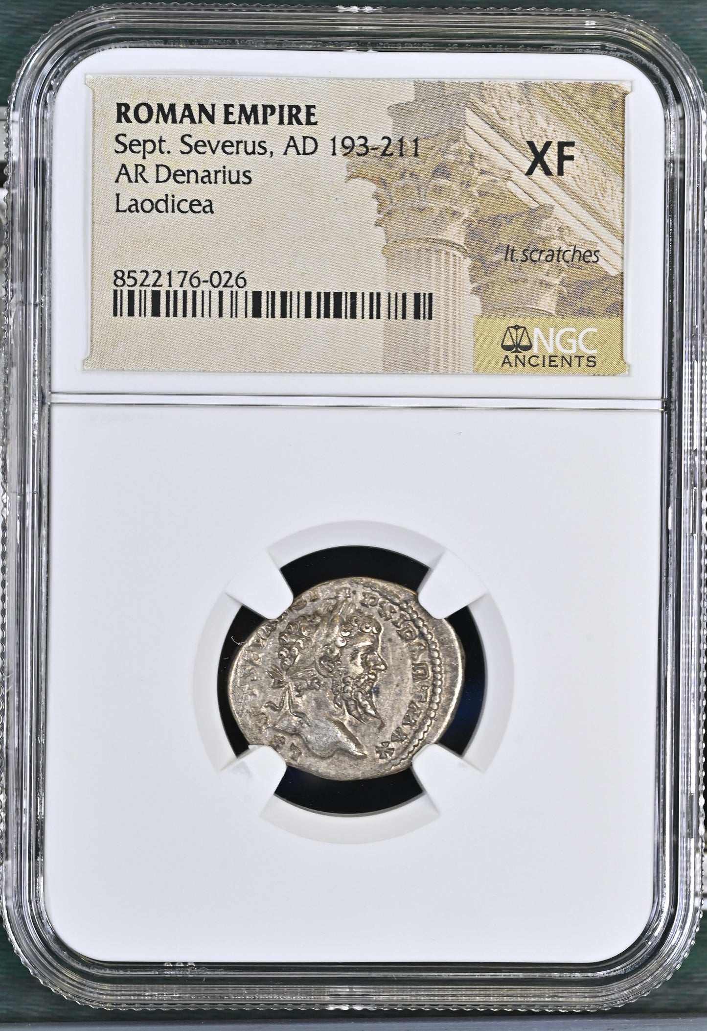 Roman Empire - Septimius Severus - Silver Denarius - NGC XF