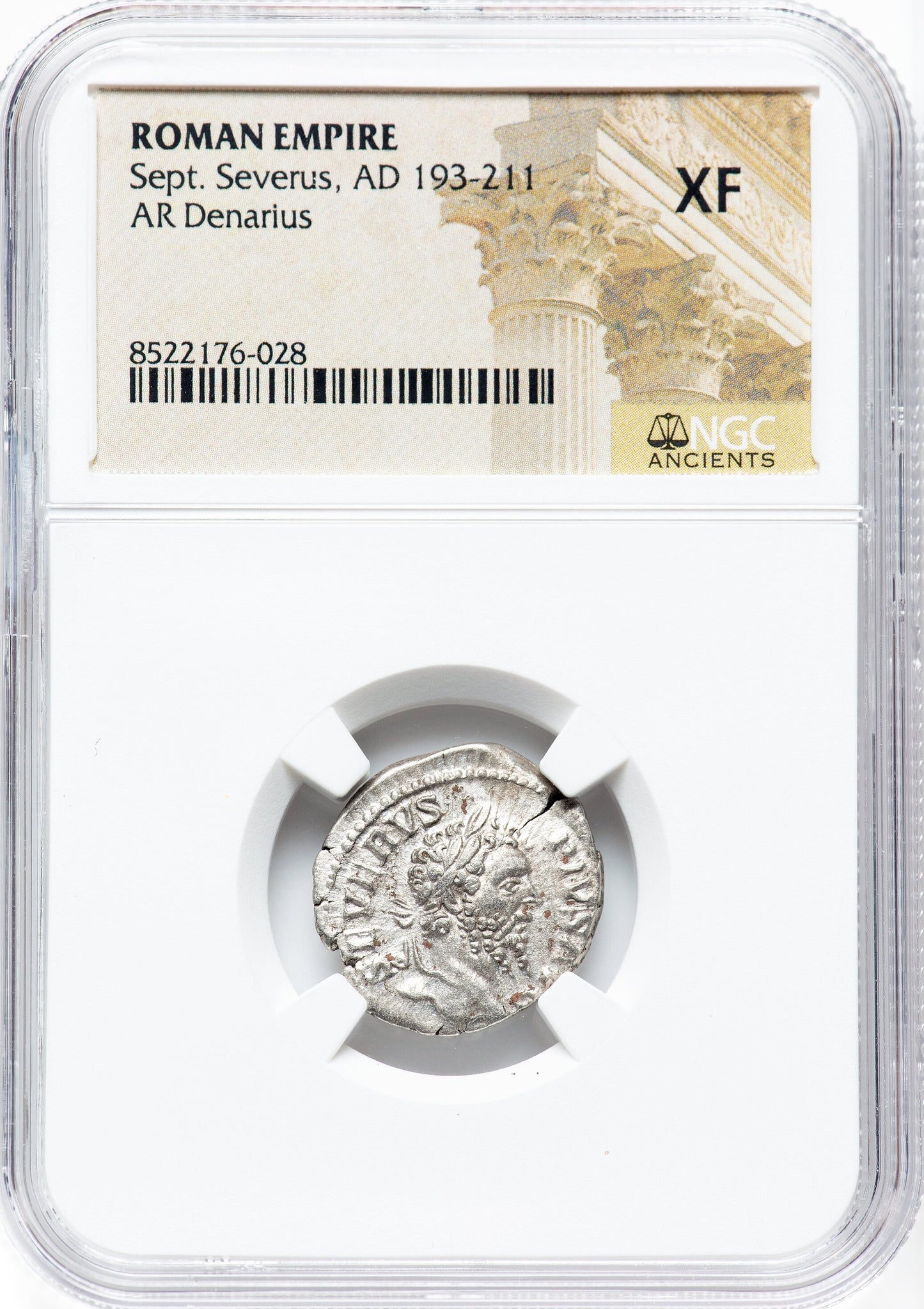 Roman Empire - Septimius Severus - Silver Denarius - NGC XF - RIC:197