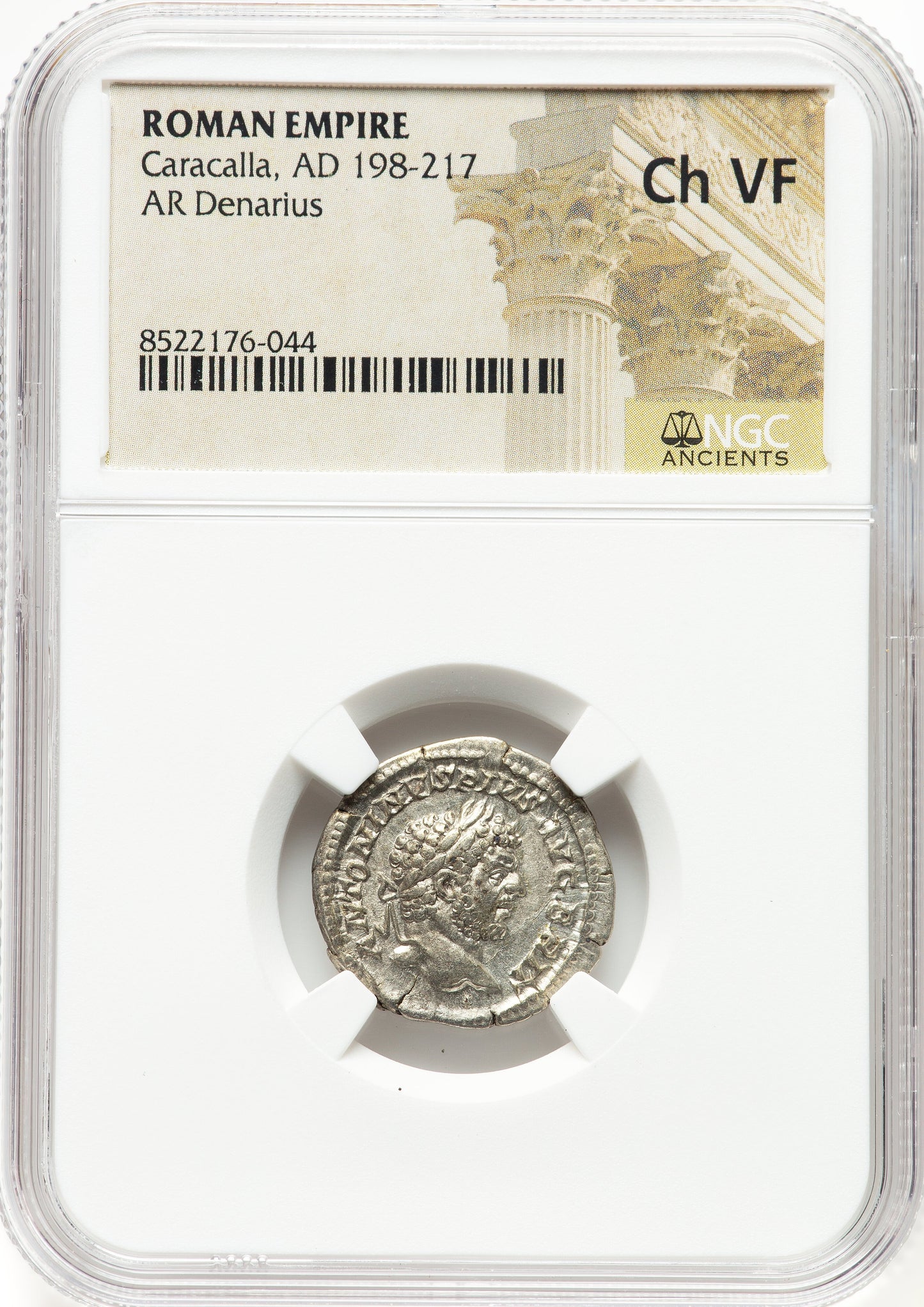 Roman Empire - Caracalla - Silver Denarius - NGC Ch VF