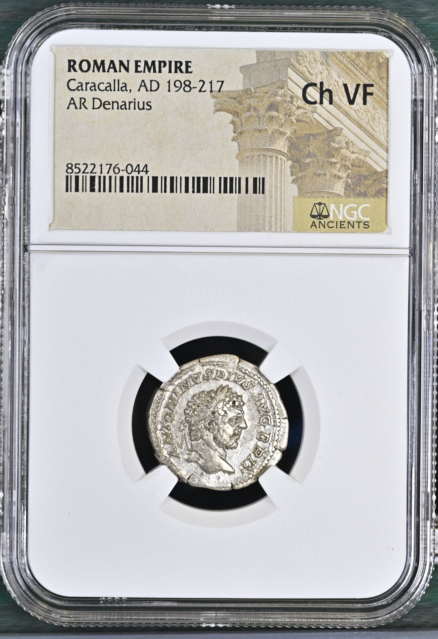 Roman Empire - Caracalla - Silver Denarius - NGC Ch VF