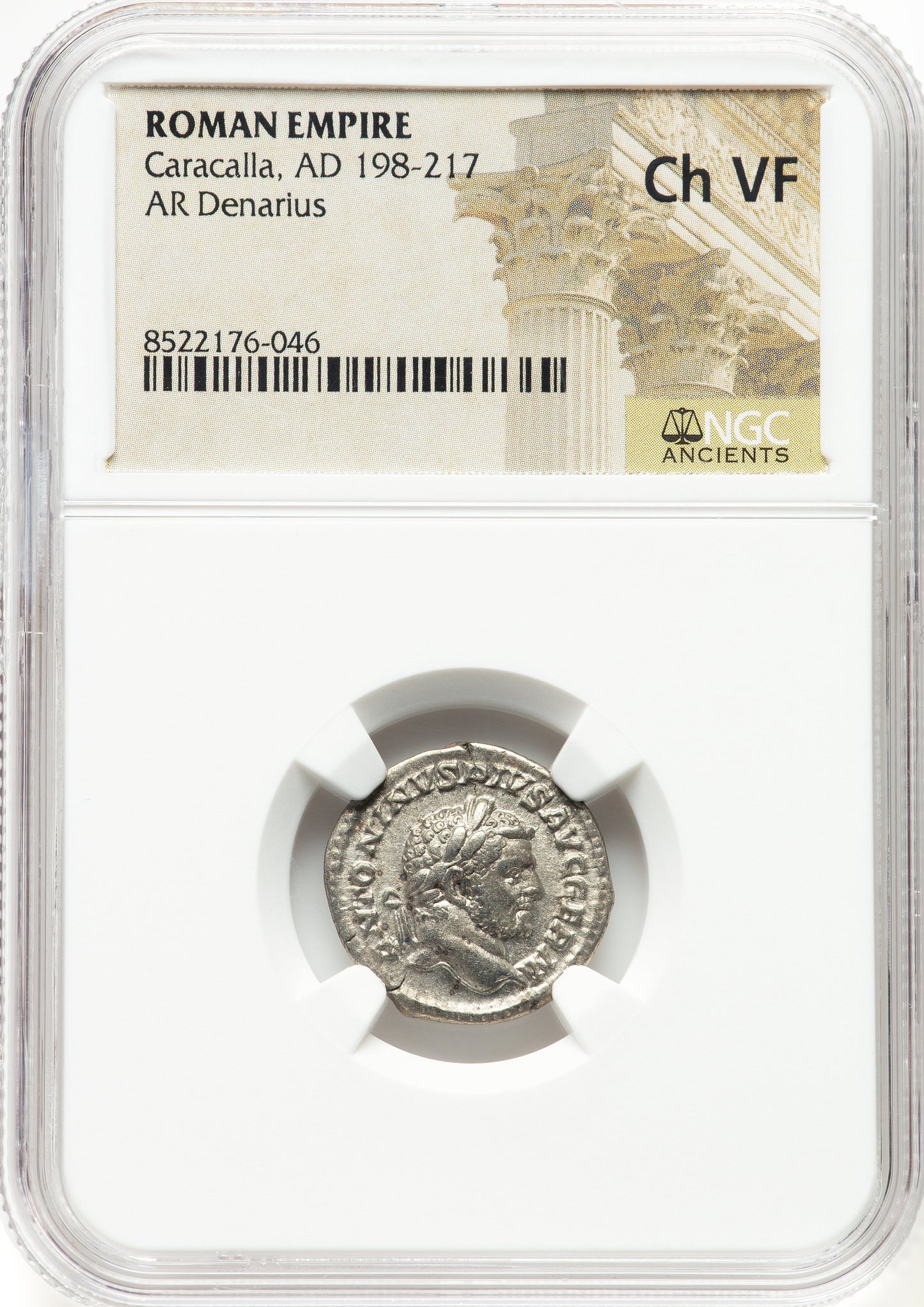 Roman Empire - Caracalla - Silver Denarius - NGC Ch VF