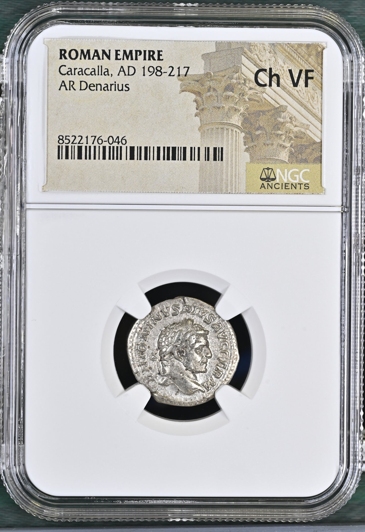 Roman Empire - Caracalla - Silver Denarius - NGC Ch VF