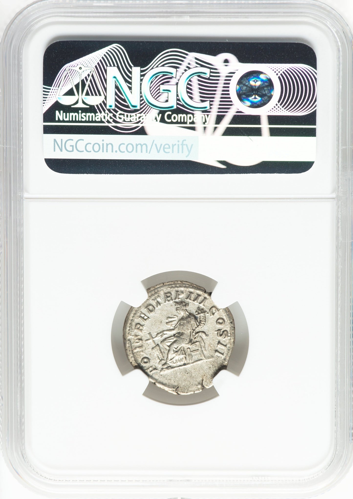 Roman Empire - Geta - Silver Denarius - NGC Ch VF