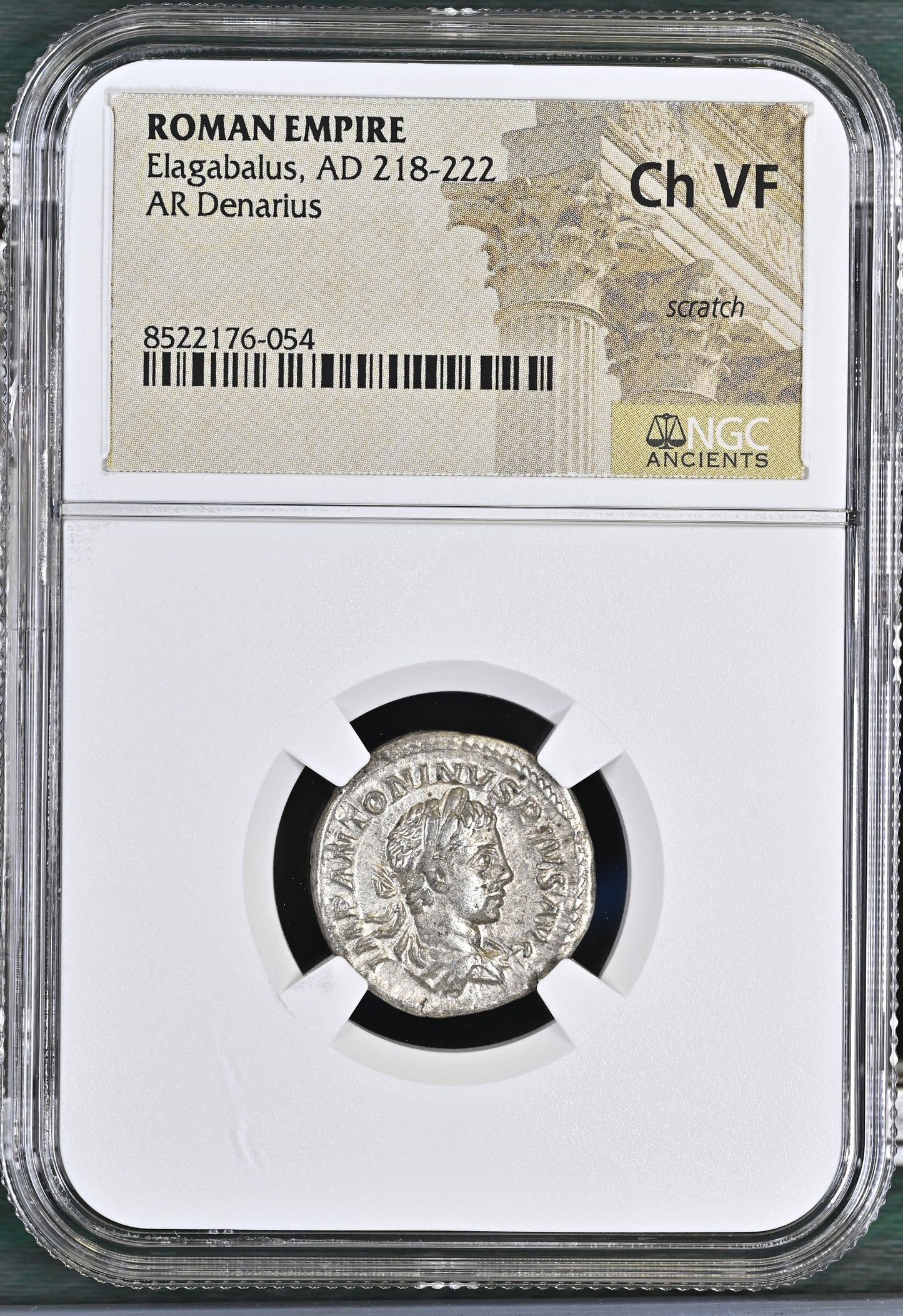 Roman Empire - Elagabalus - Silver Denarius - NGC Ch VF