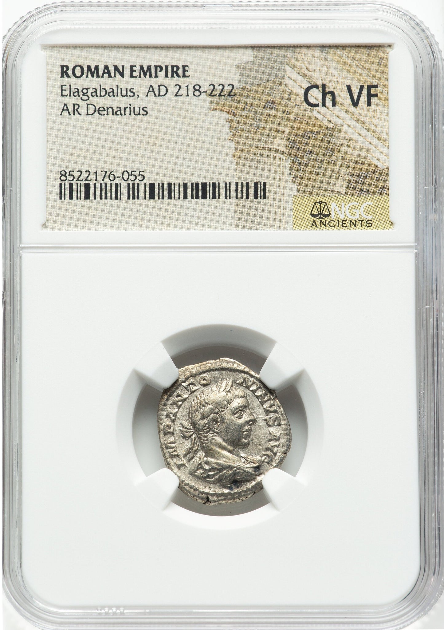 Roman Empire - Elagabalus - Silver Denarius - NGC Ch VF