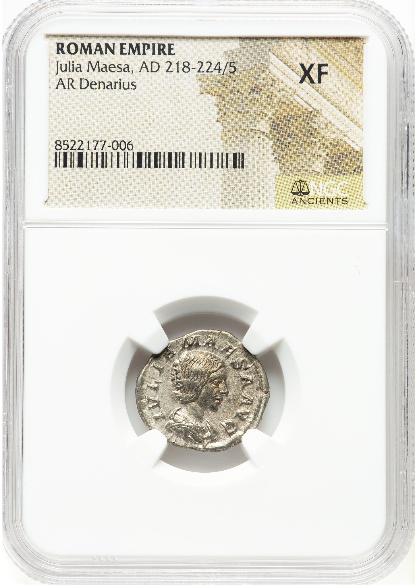 Roman Empire - Julia Maesa - Silver Denarius - NGC XF