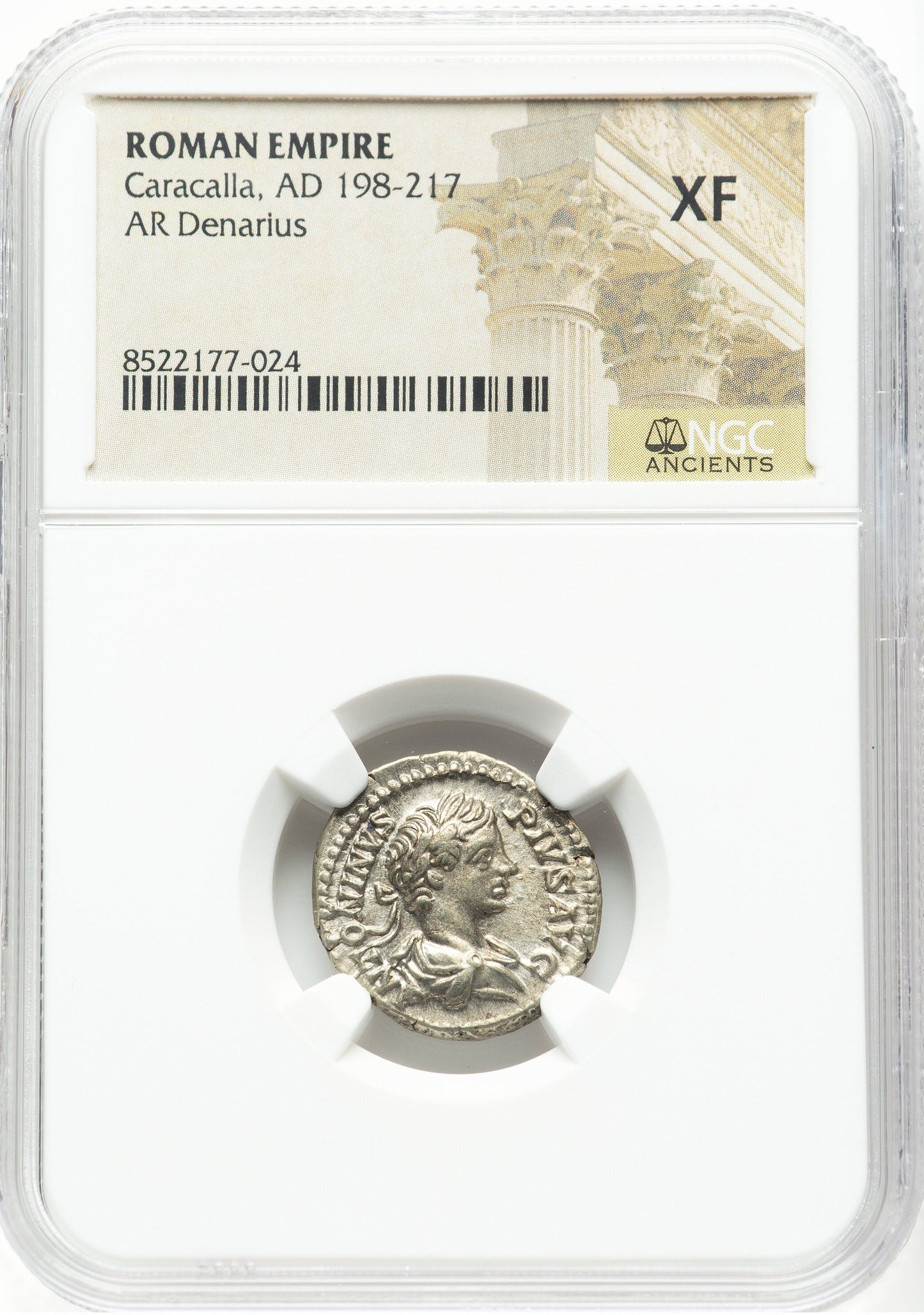 Roman Empire - Caracalla - Silver Denarius - NGC XF