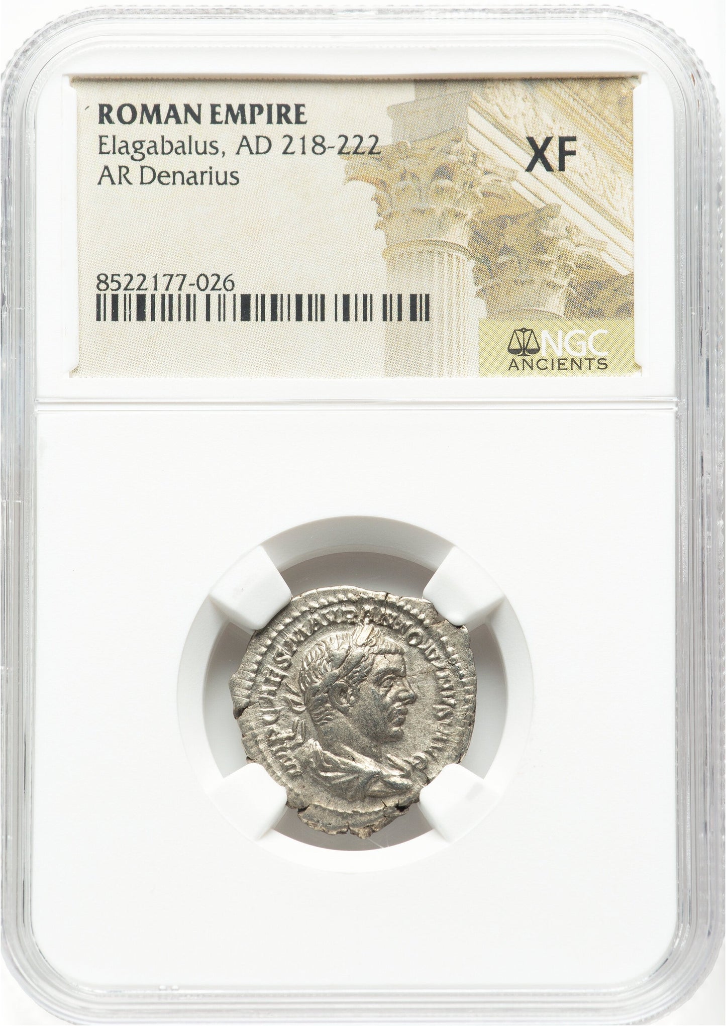 Roman Empire - Elagabalus - Silver Denarius - NGC XF
