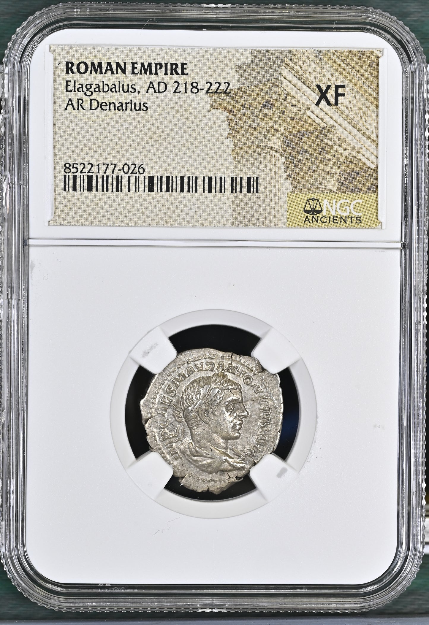 Roman Empire - Elagabalus - Silver Denarius - NGC XF